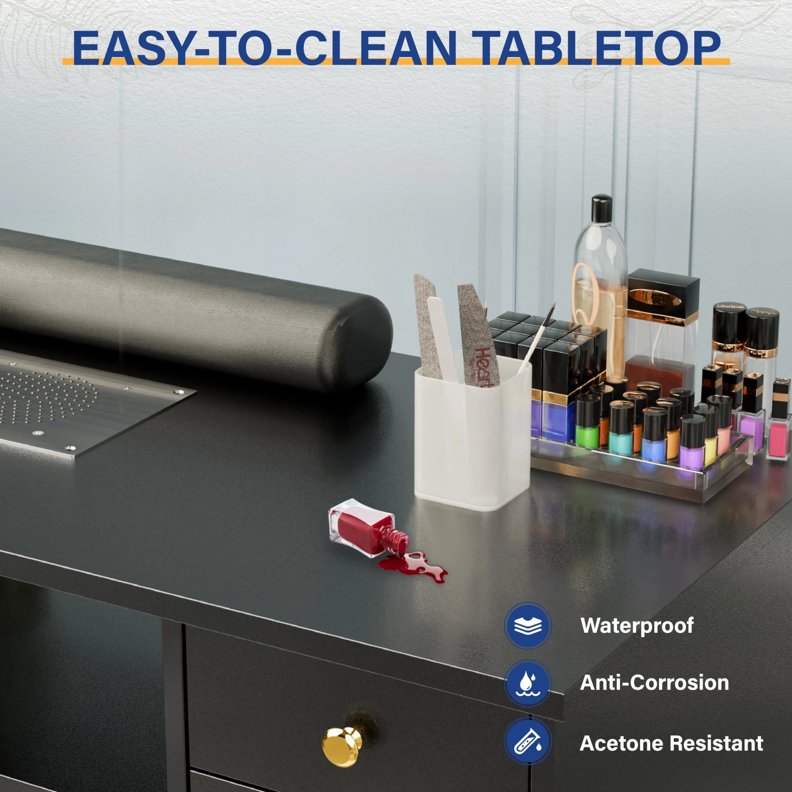 OmySalon MT-FORMED Nail Manicure Table w/Electric Dust Collector & Wrist Rest - Image 7