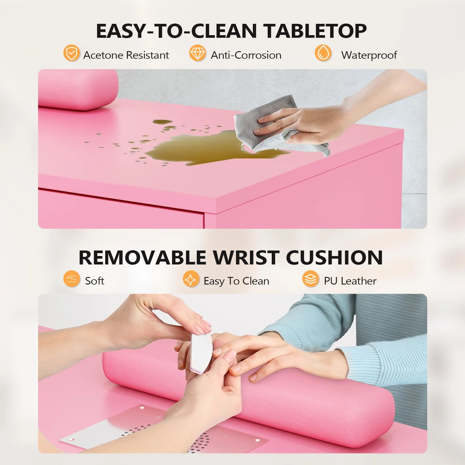 OmySalon MT-LS 52" L Shaped Nail Manicure Table w/Polish Display Rack & Electric Dust Collector & Wrist Rest - Image 21