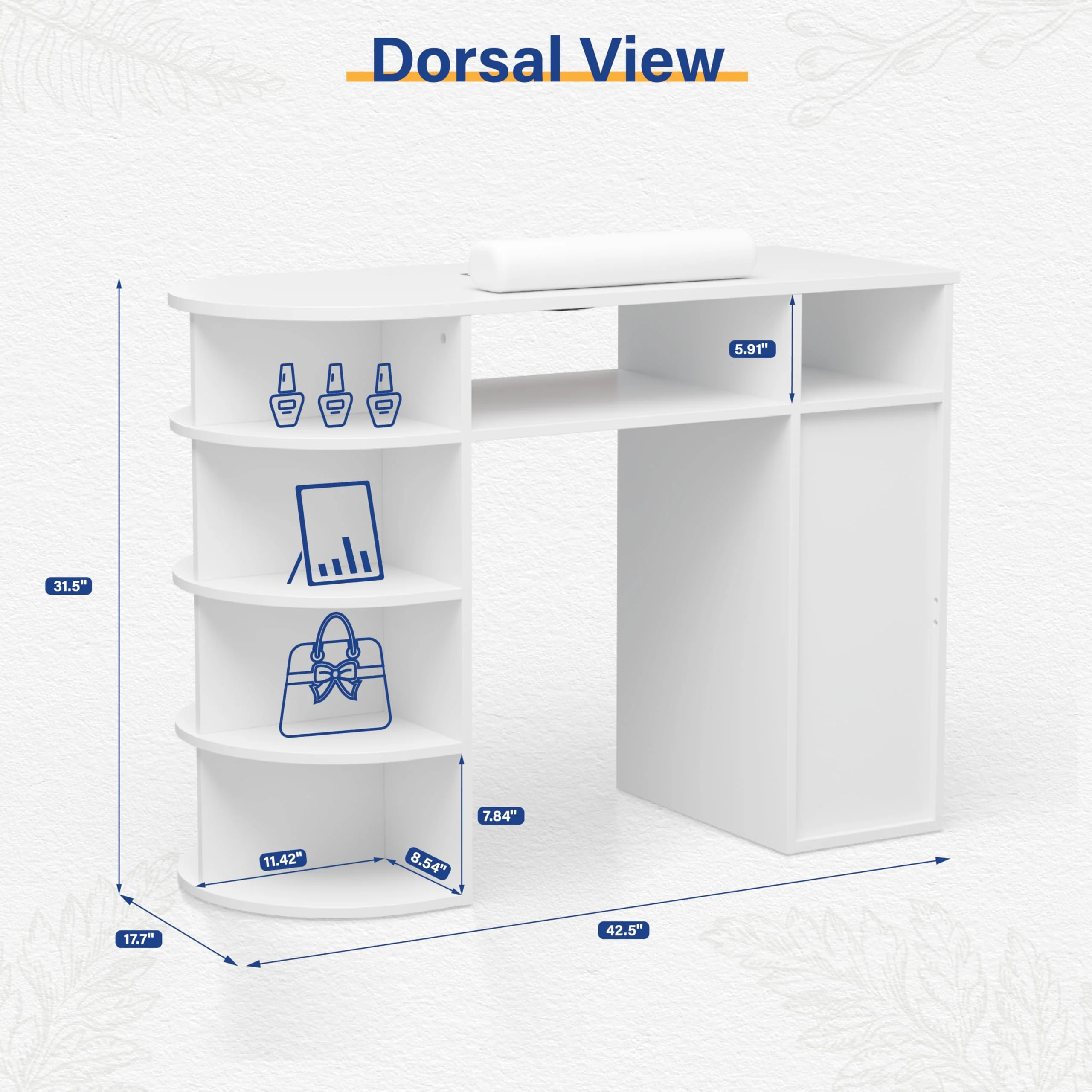 OmySalon MT Rattan Nail Manicure Table with Display Storage, Electric Dust Collector & Wrist Rest - Image 10