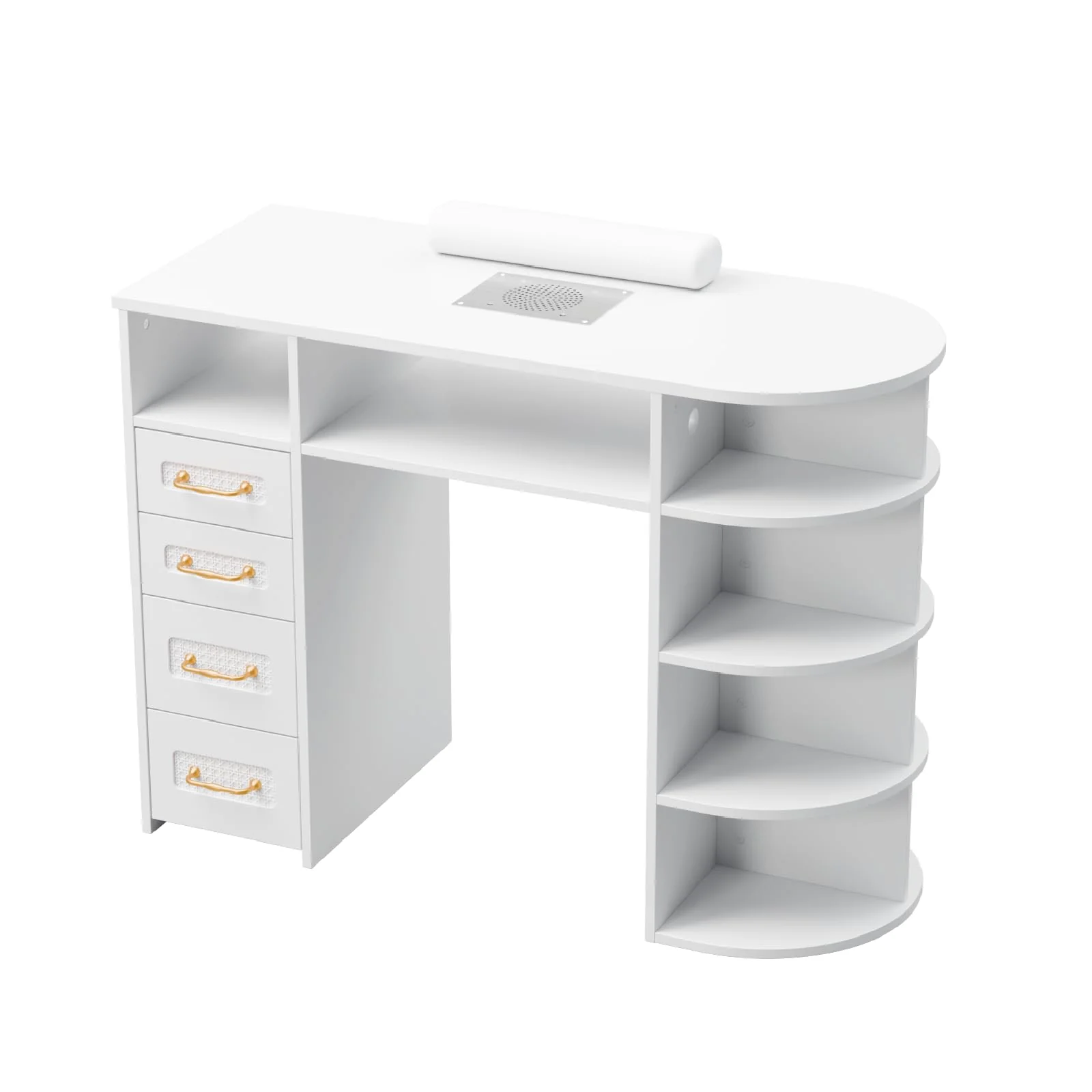 OmySalon MT Rattan Nail Manicure Table with Display Storage, Electric Dust Collector & Wrist Rest - Image 8