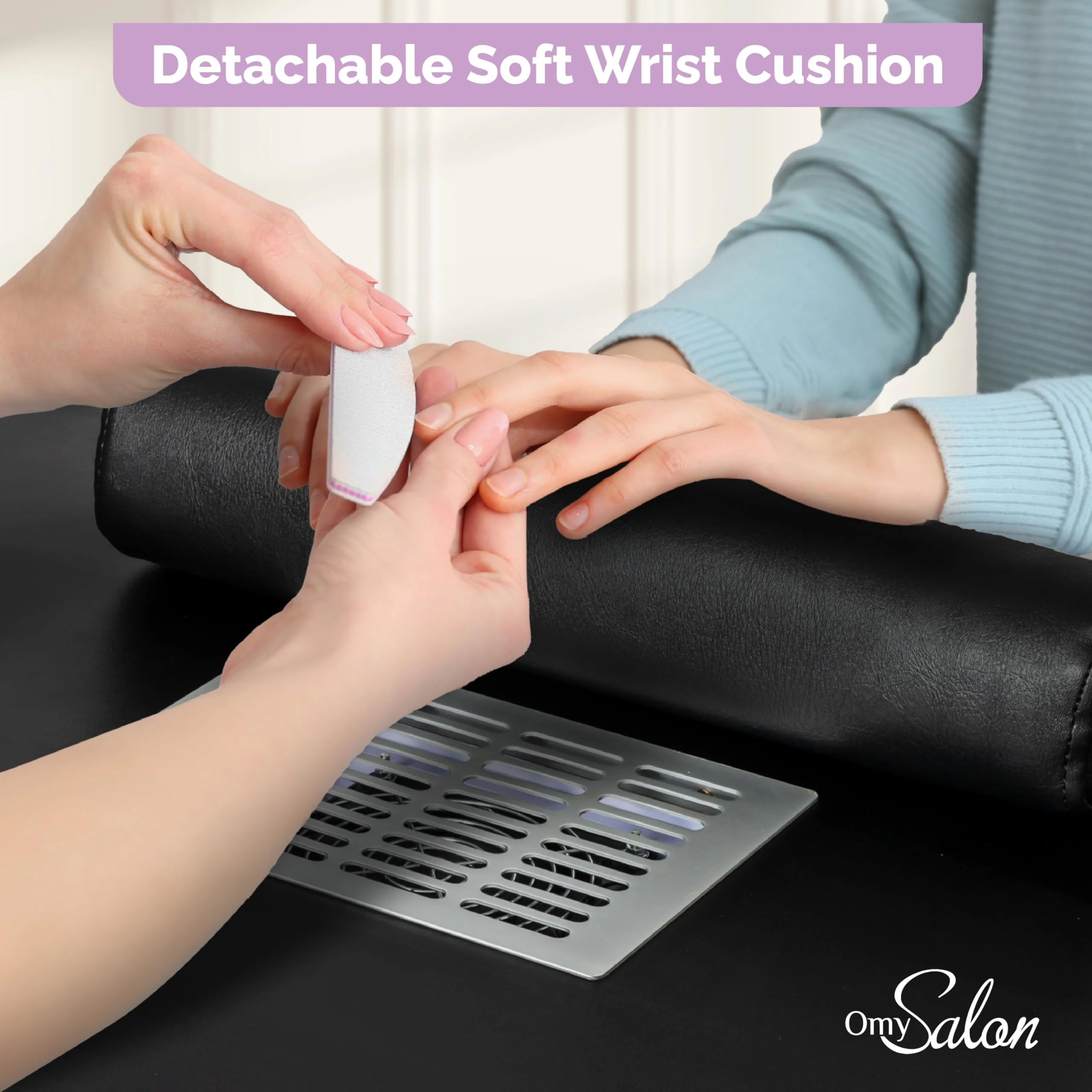 OmySalon MT-SC Nail Manicure Table w/Electric Dust Collector & Wrist Rest & Diamond Decoration - Image 13