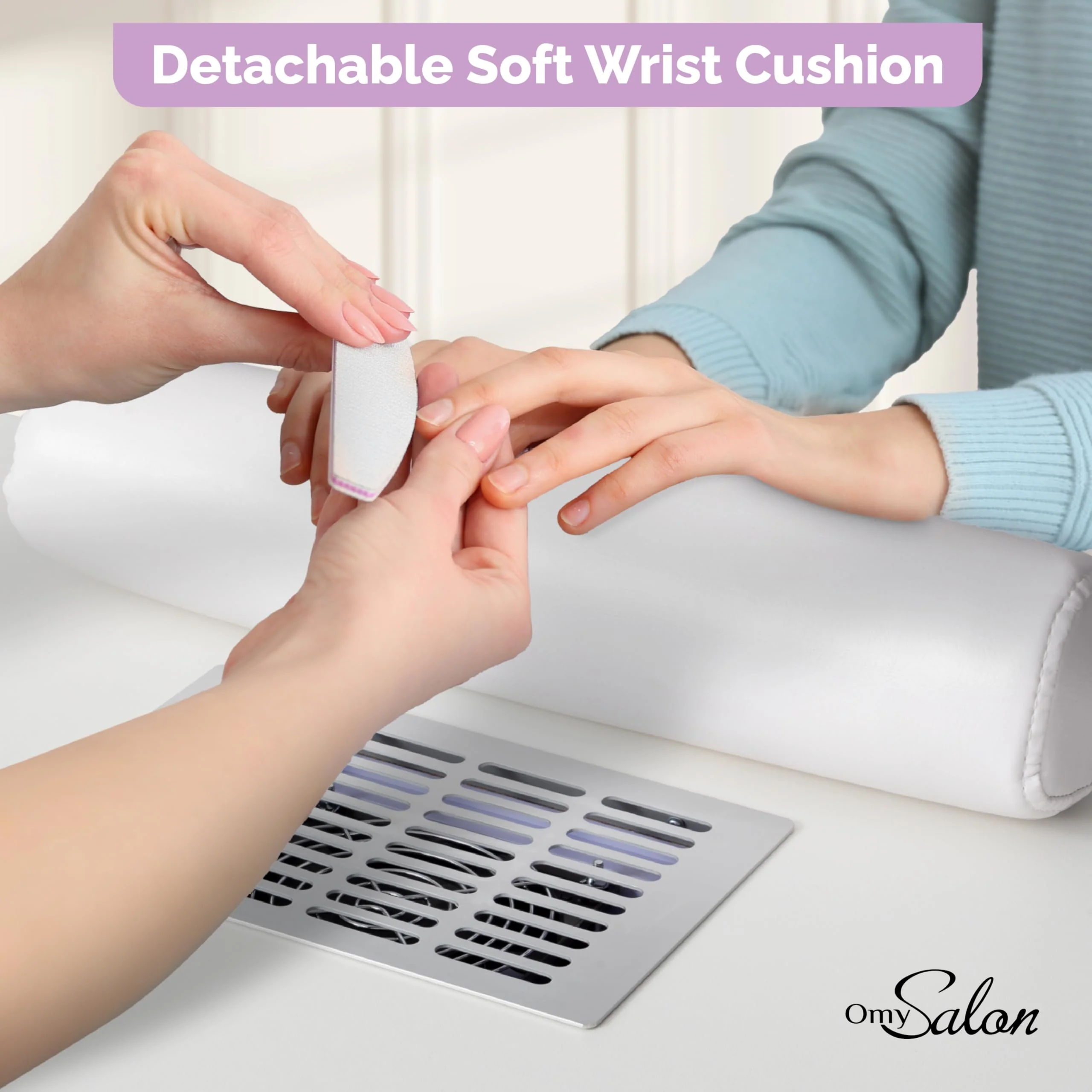 OmySalon MT-SC Nail Manicure Table w/Electric Dust Collector & Wrist Rest & Diamond Decoration - Image 20