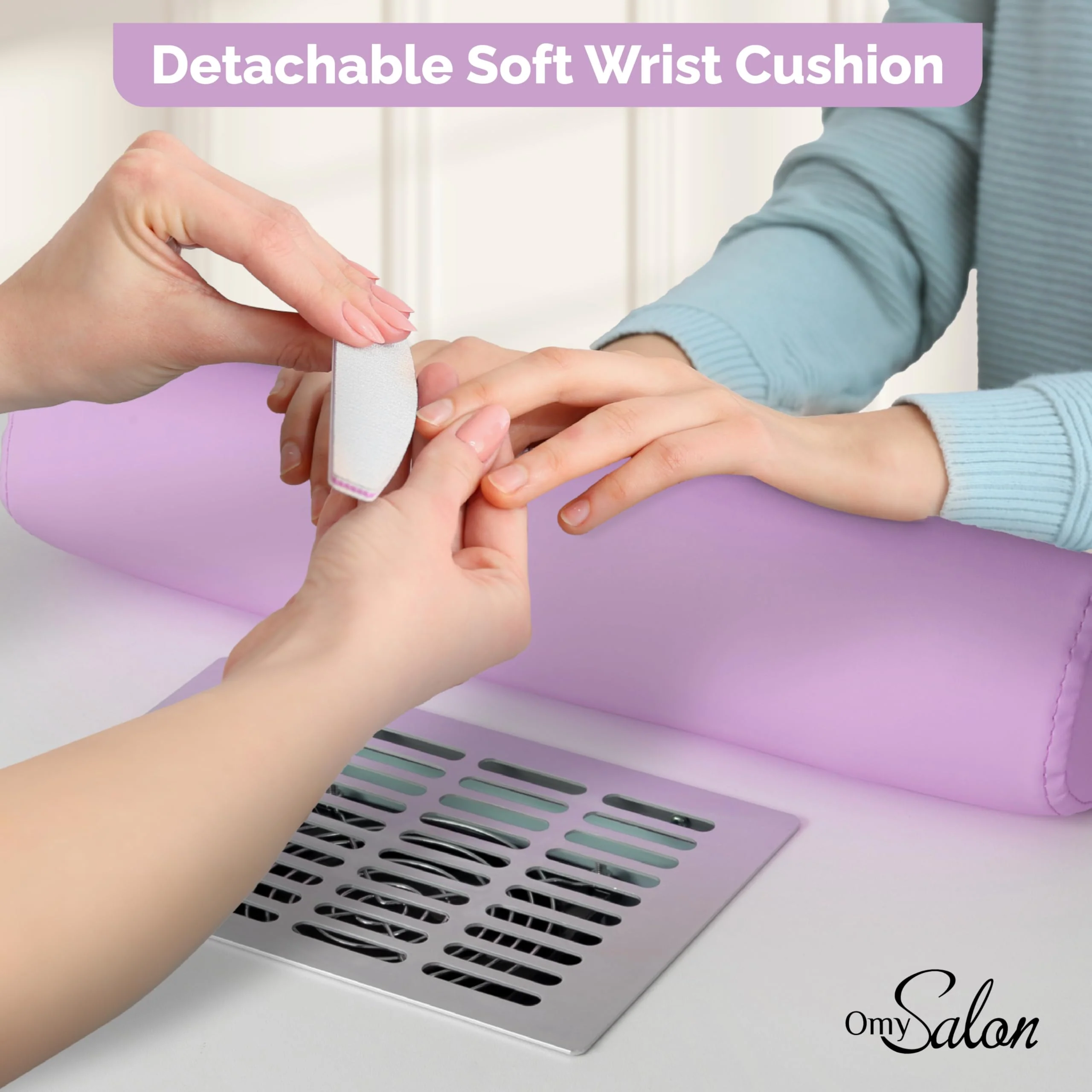 OmySalon MT-SC Nail Manicure Table w/Electric Dust Collector & Wrist Rest & Diamond Decoration - Image 27
