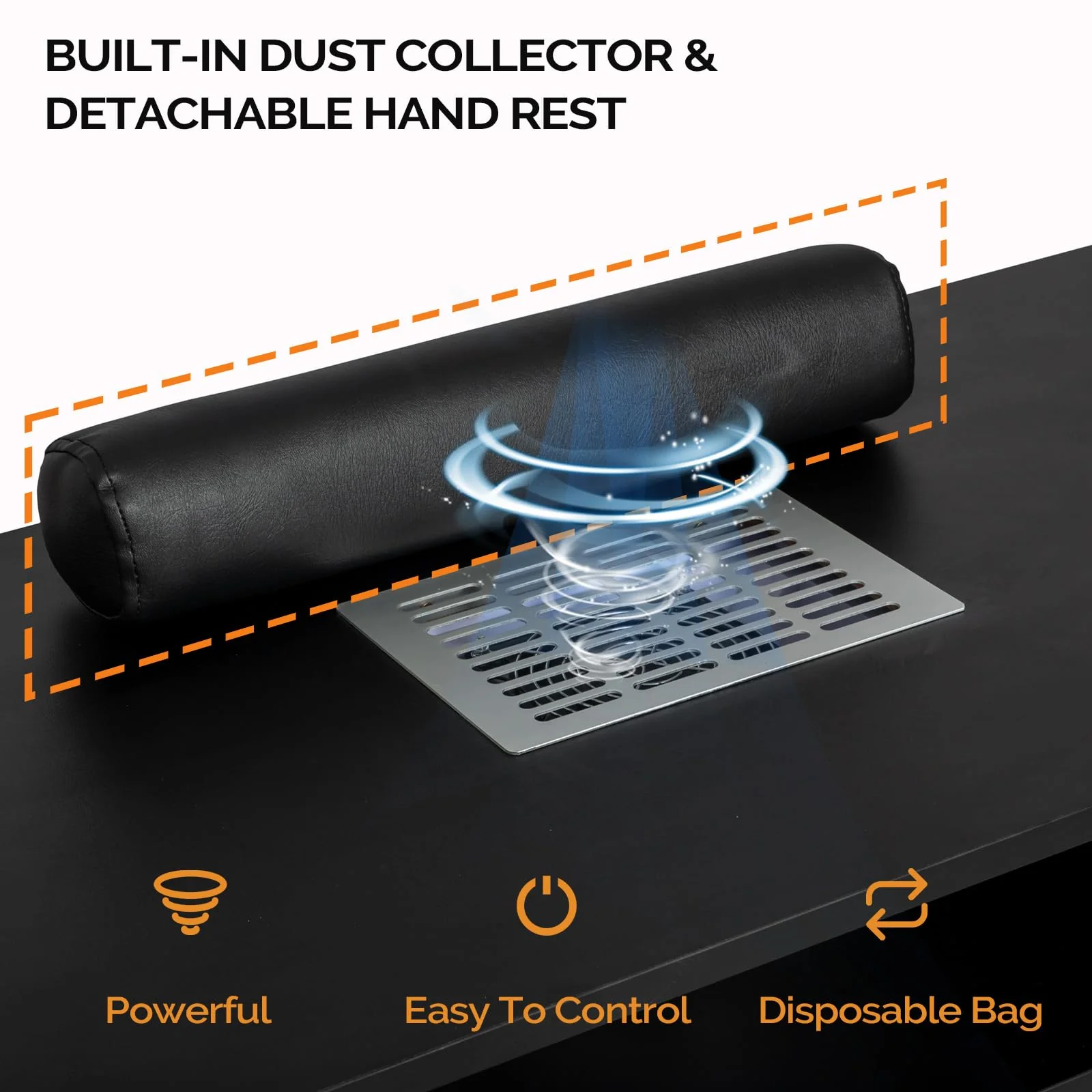 OmySalon MT-SC Nail Manicure Table w/Electric Dust Collector & Wrist Rest & Diamond Decoration - Image 39