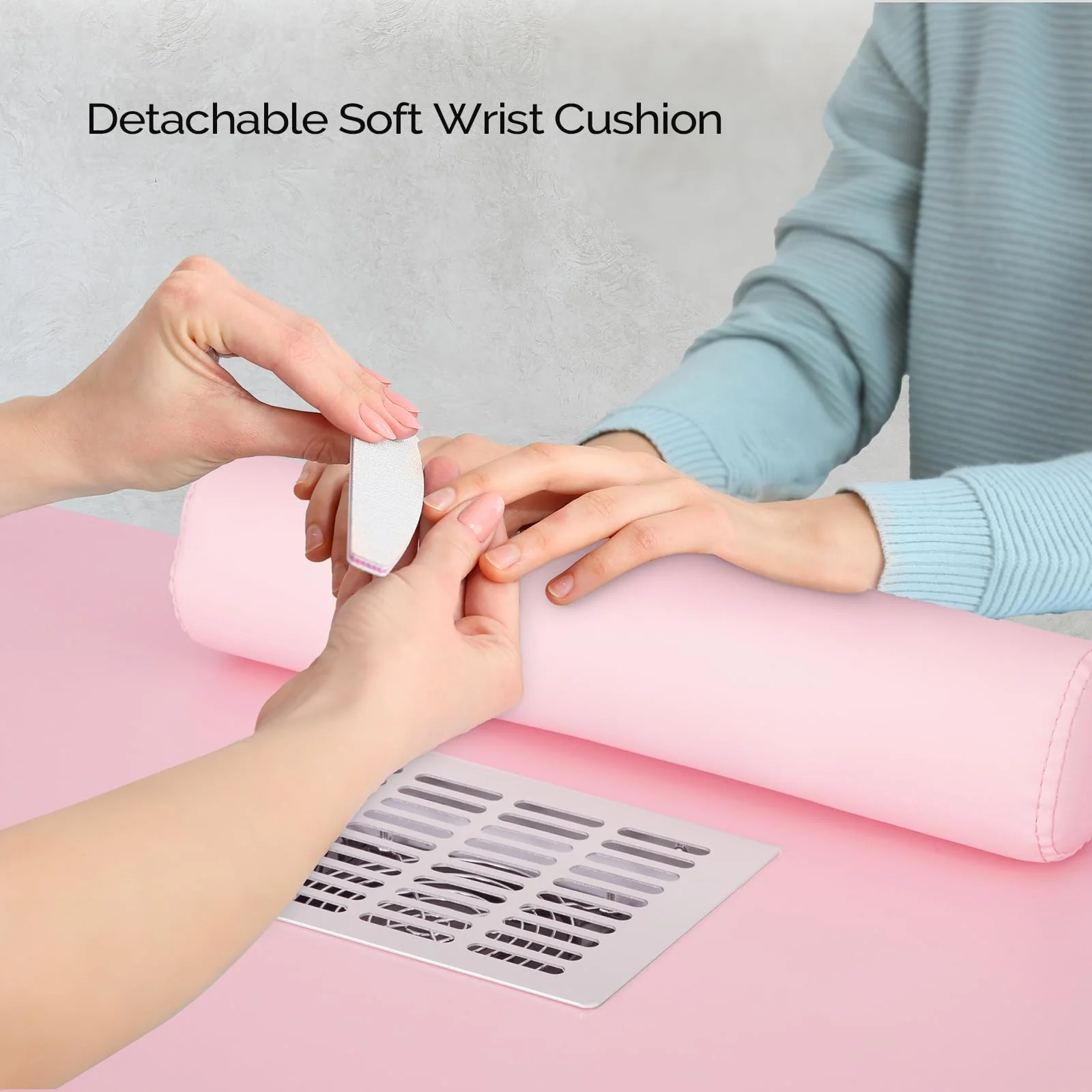 OmySalon MT-SC Nail Manicure Table w/Electric Dust Collector & Wrist Rest & Diamond Decoration - Image 4