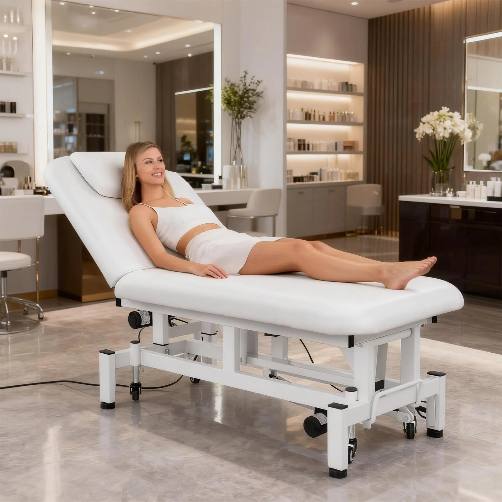 OmySalon MTB-DM 71in Heavy Duty Electric Dual-Motor Remote Control Physical Therapy Massage Table with Adjustable Height & Backrest - Image 10