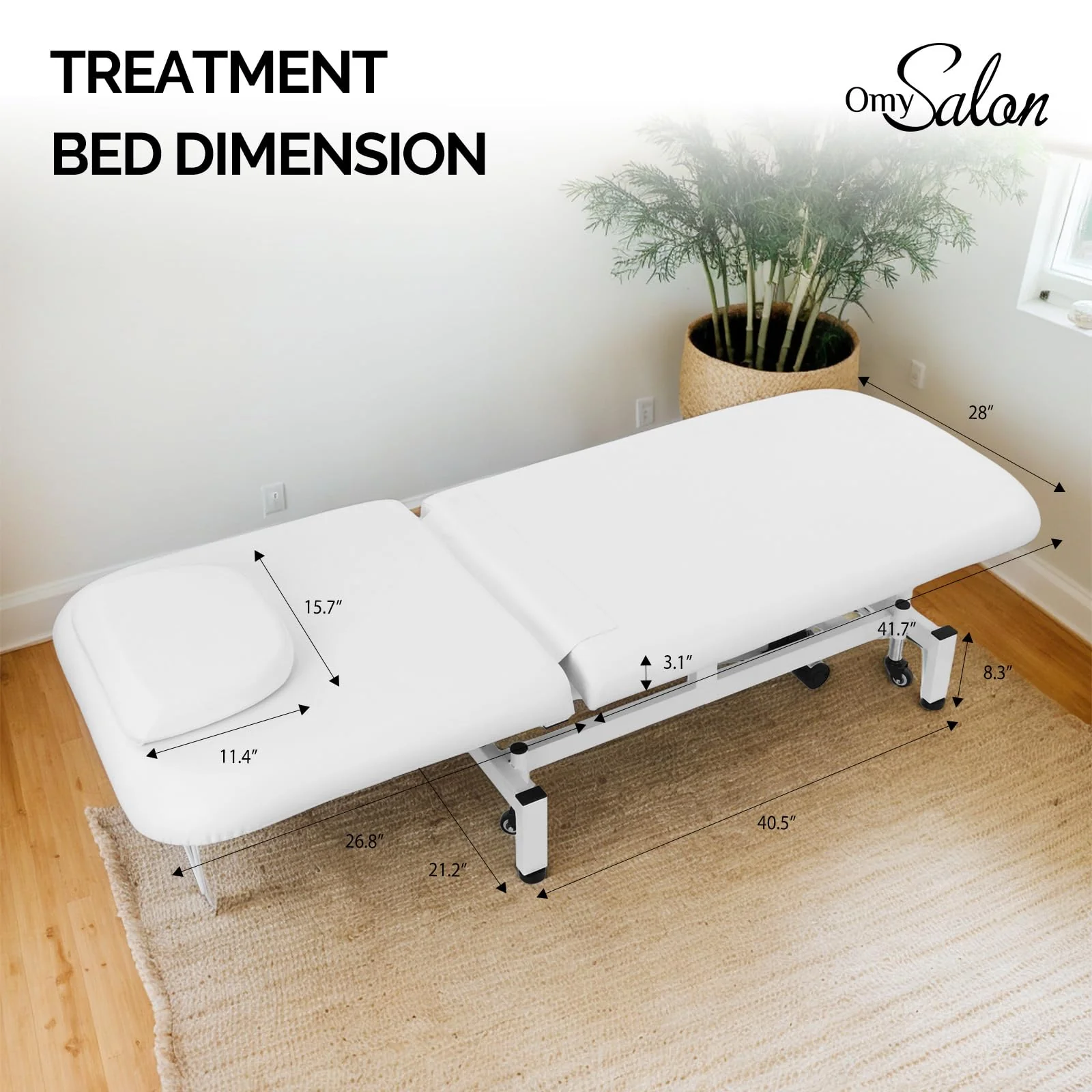 OmySalon MTB-DM 71in Heavy Duty Electric Dual-Motor Remote Control Physical Therapy Massage Table with Adjustable Height & Backrest - Image 11
