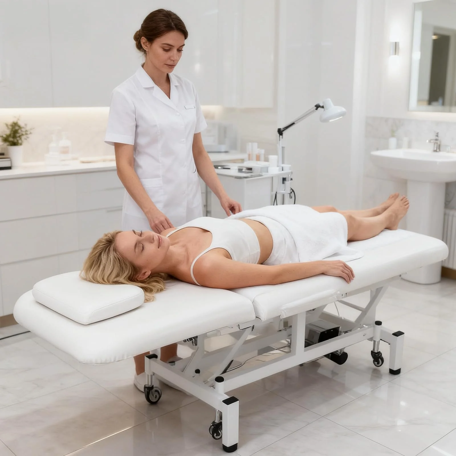 OmySalon MTB-DM 71in Heavy Duty Electric Dual-Motor Remote Control Physical Therapy Massage Table with Adjustable Height & Backrest - Image 16