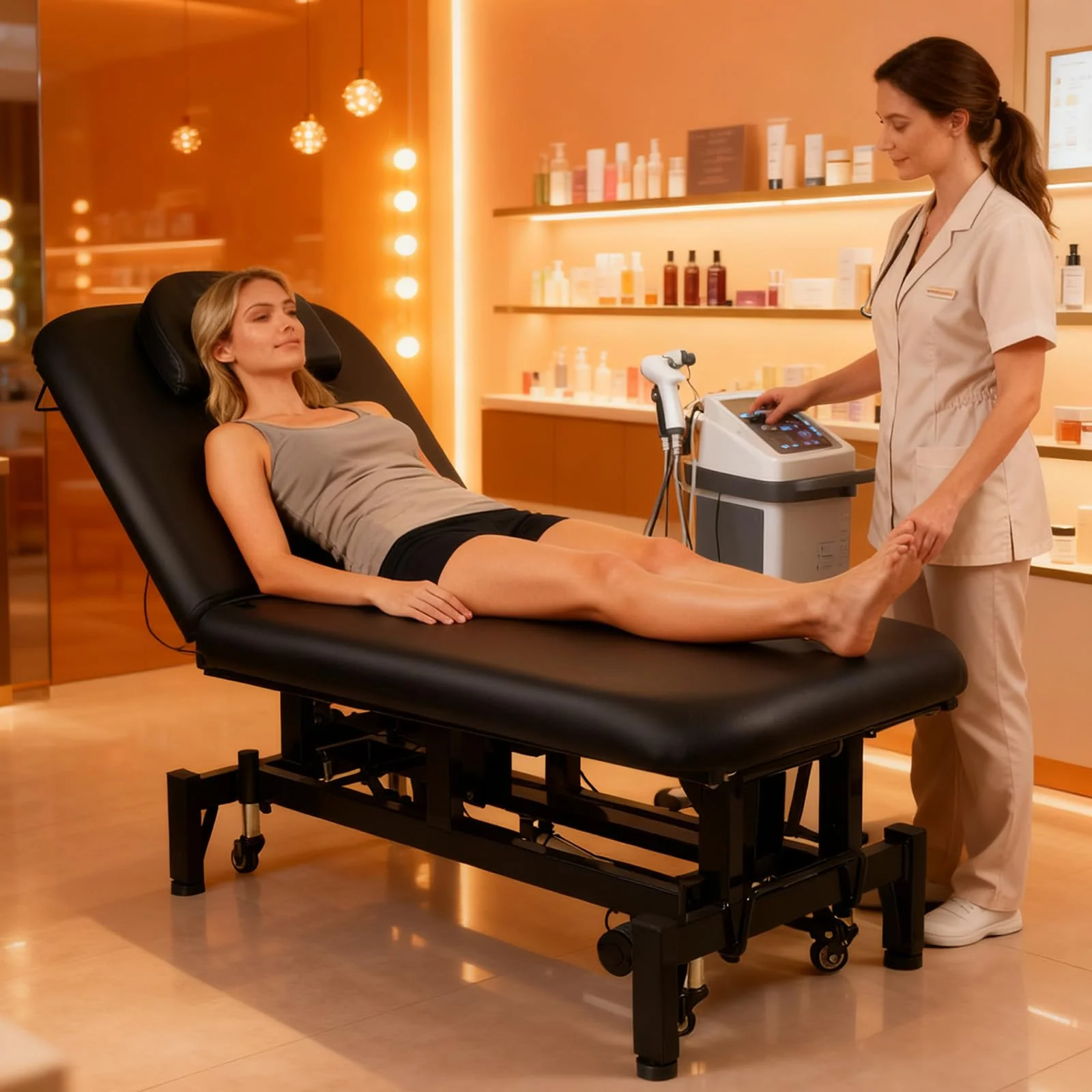 OmySalon MTB-DM 71in Heavy Duty Electric Dual-Motor Remote Control Physical Therapy Massage Table with Adjustable Height & Backrest - Image 8