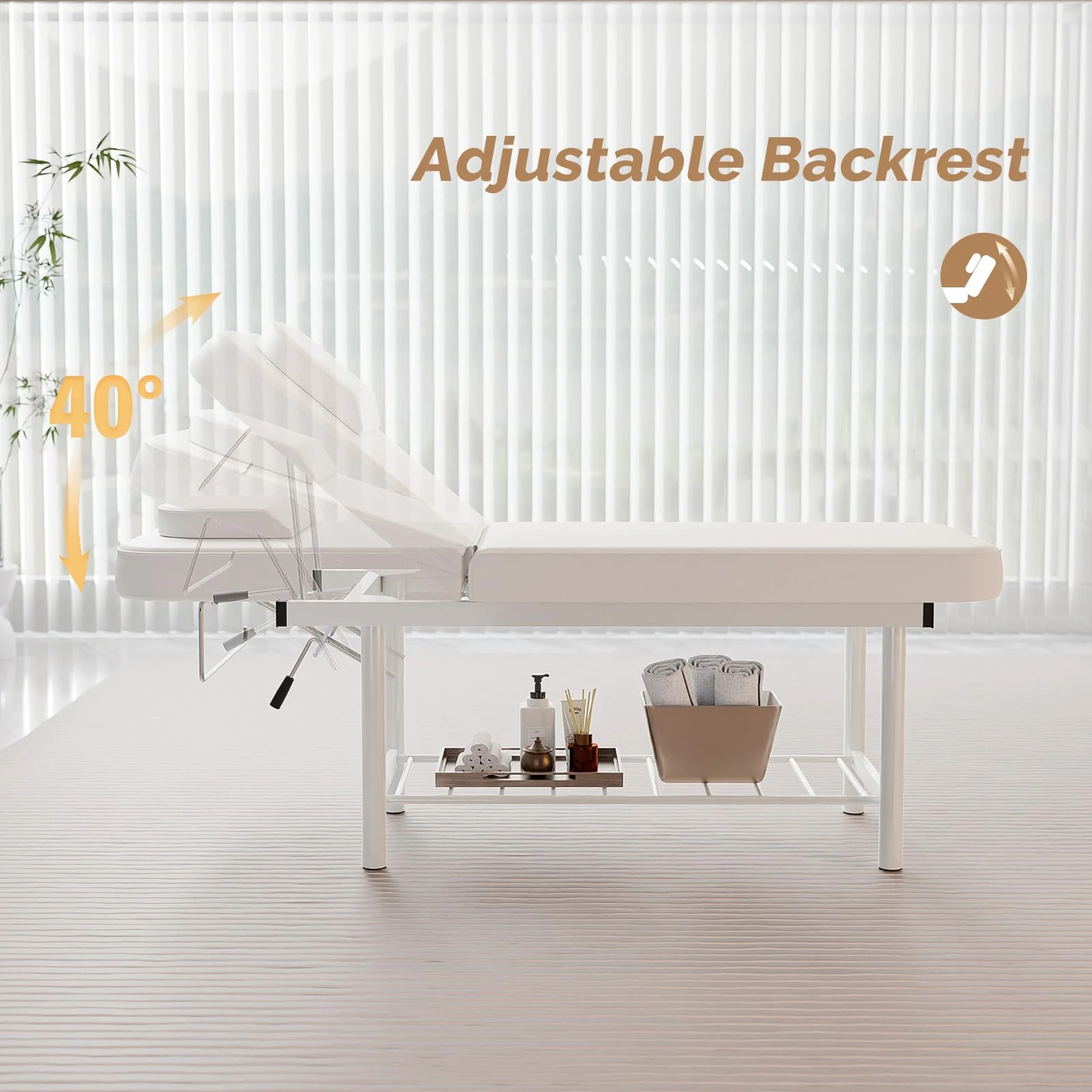 OmySalon MTB 72in Professional Stationary Physical Therapy Massage Table with Adjustable Backrest & Removable Headrest - Image 3