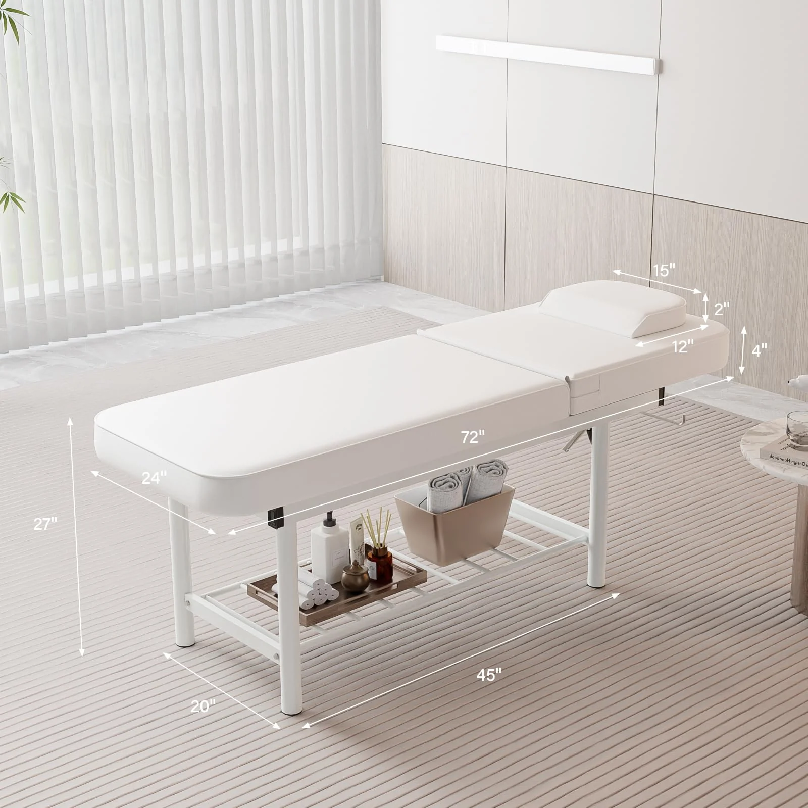 OmySalon MTB 72in Professional Stationary Physical Therapy Massage Table with Adjustable Backrest & Removable Headrest - Image 7