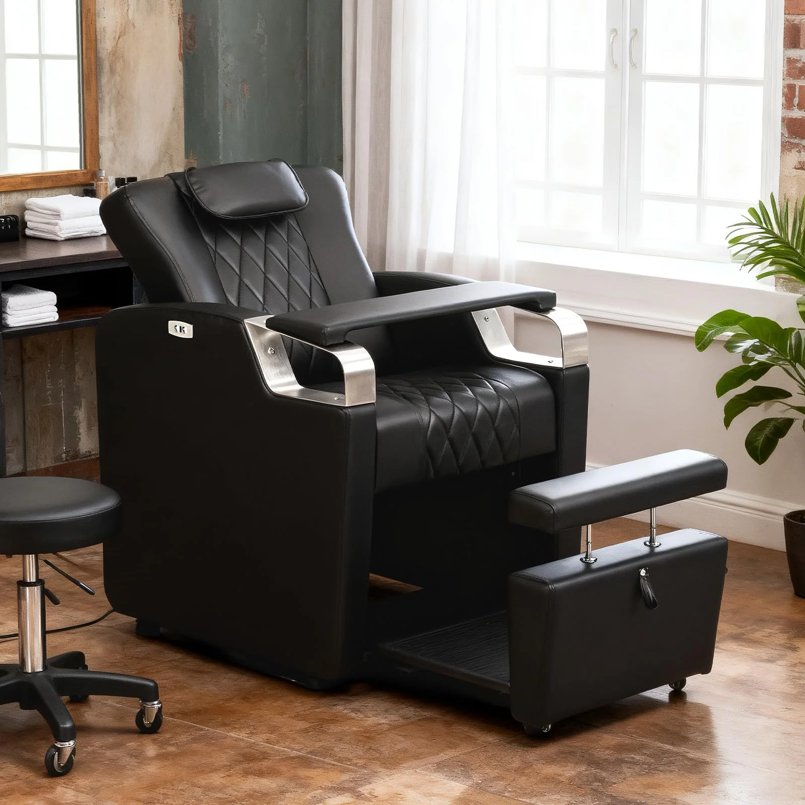 OmySalon PCE-WRS Electric Pedicure Chair with Adjustable Backrest & Movable Hand Pillow & Hidden Storage Platform - Image 9