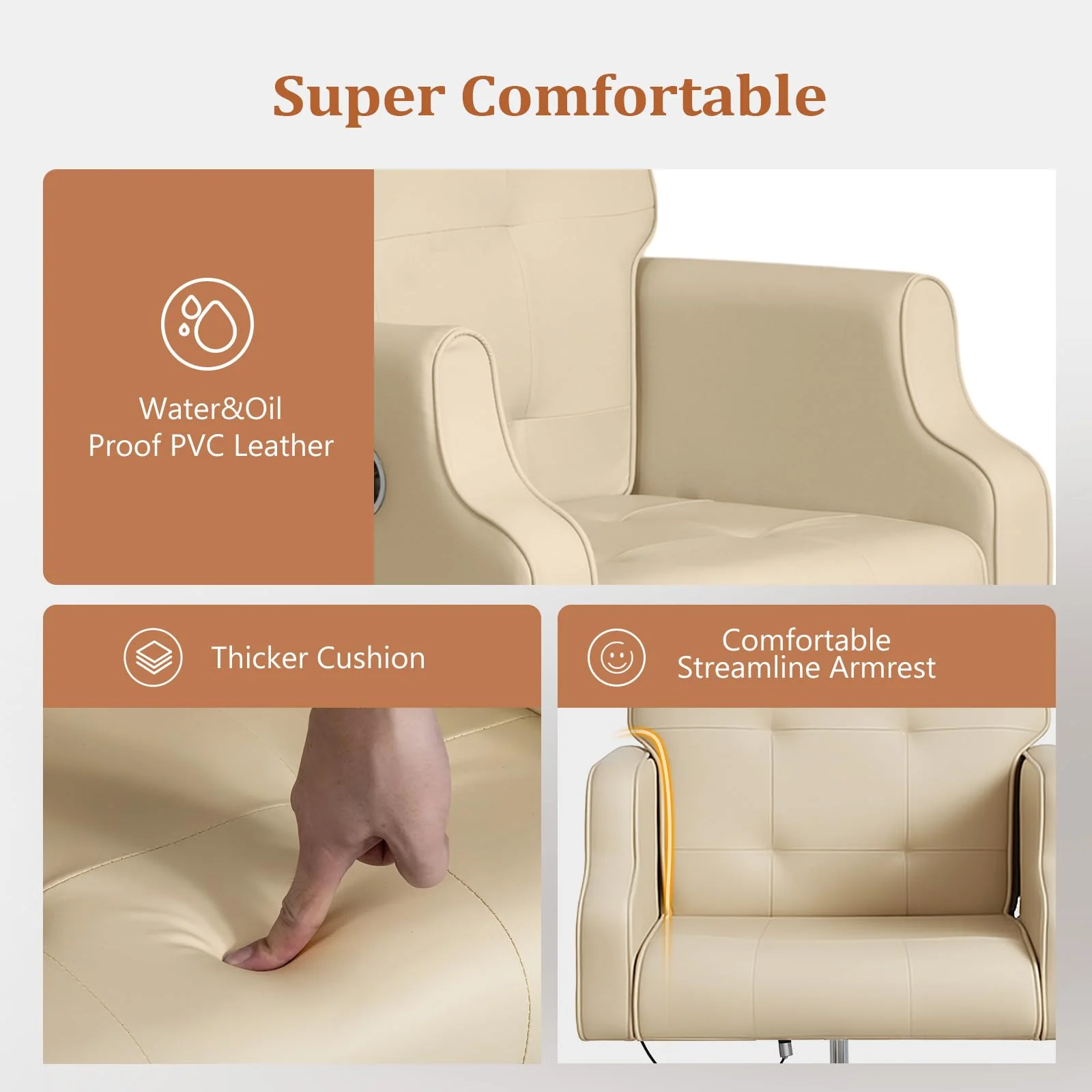 OmySalon PCM-WB 360° Rotation Hydraulic Pedicure Chair with Bubble Massage Foot Bath & Rolling Stool - Image 14