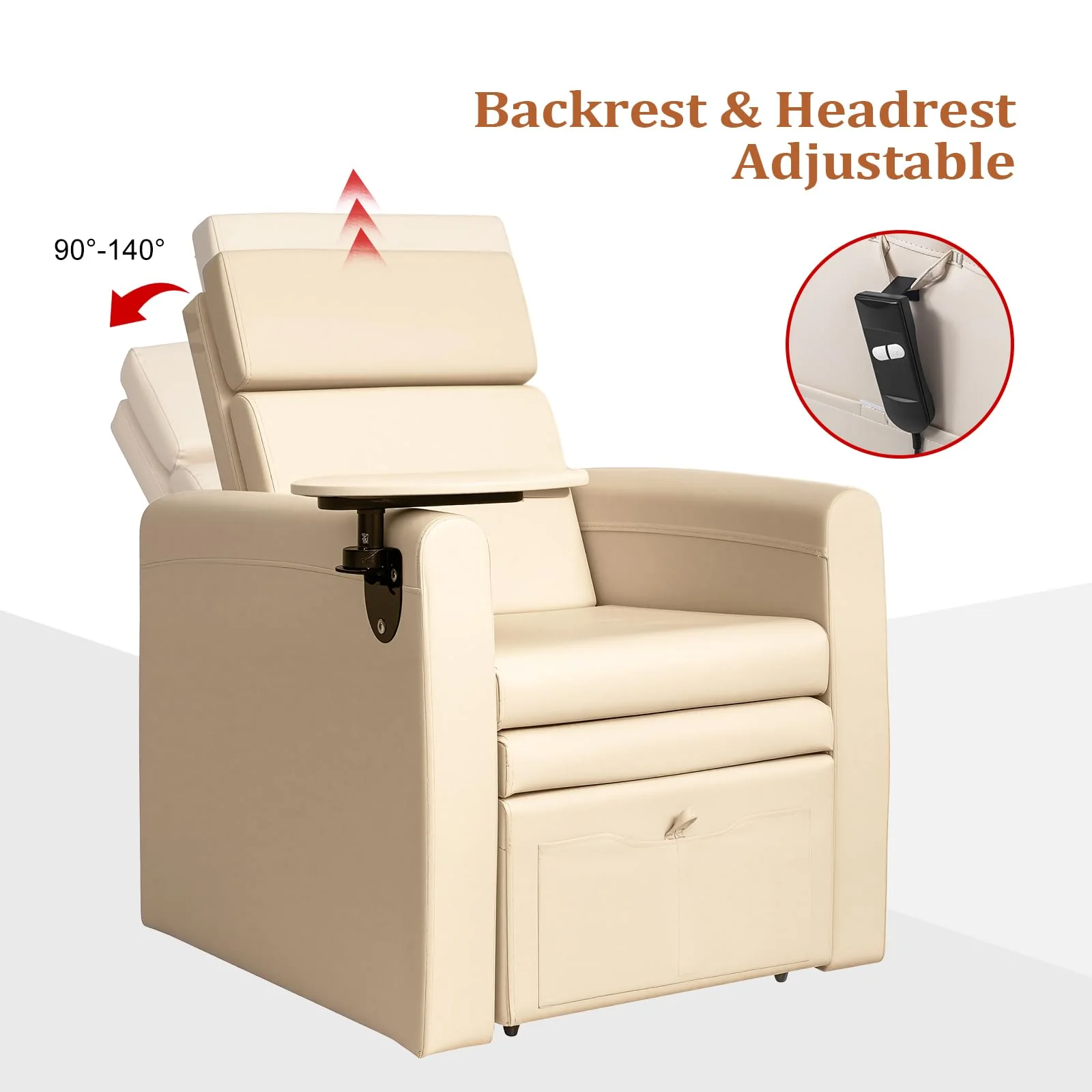 OmySalon PCE-WR Professional Full-Floor Support Electric Pedicure Chair with Adjustable Backrest & Hidden Storage Platfo - Image 13