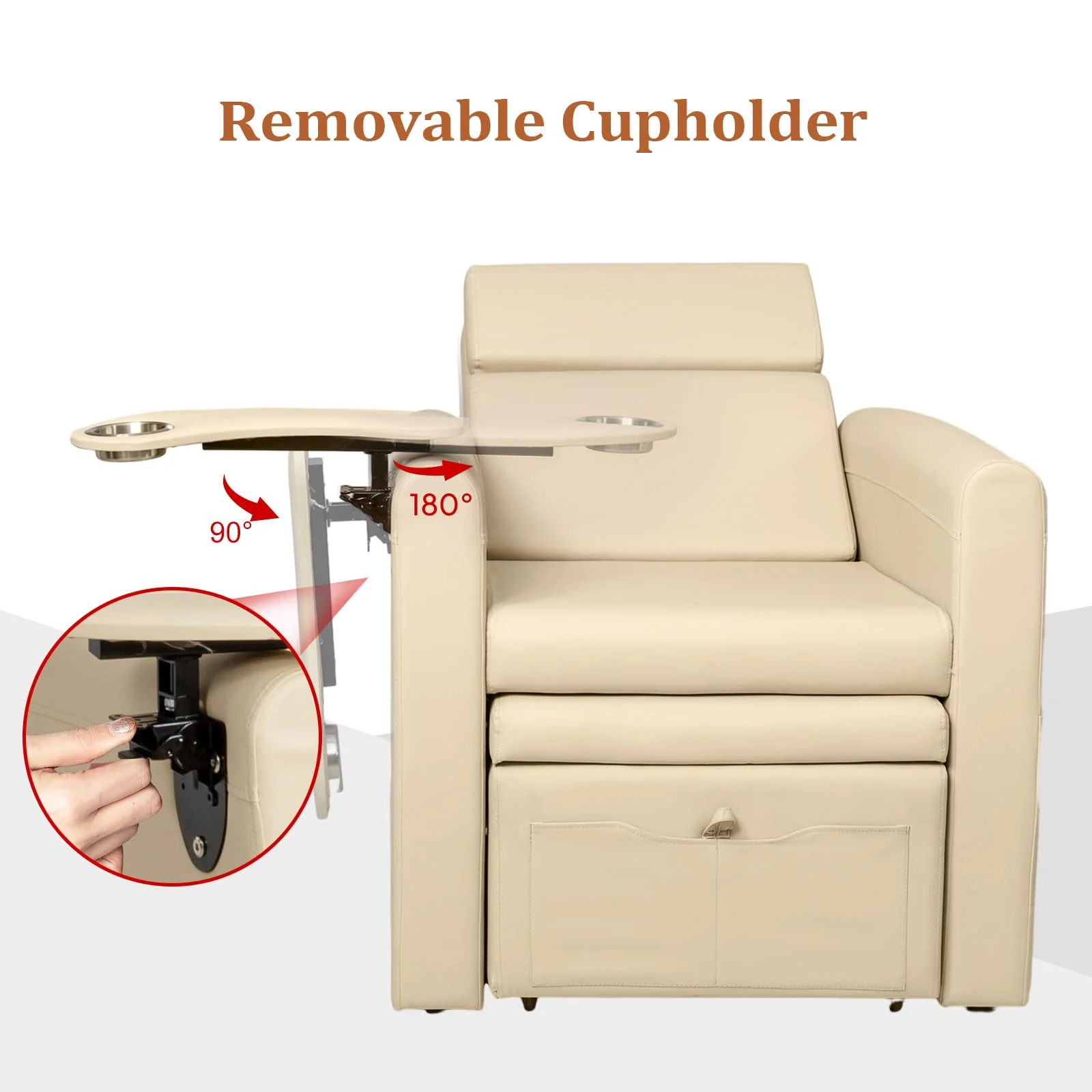 OmySalon PCE-WR Professional Full-Floor Support Electric Pedicure Chair with Adjustable Backrest & Hidden Storage Platfo - Image 16
