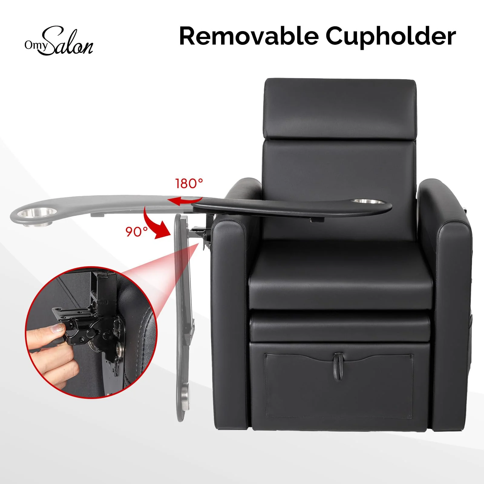 OmySalon PCE-WR Professional Full-Floor Support Electric Pedicure Chair with Adjustable Backrest & Hidden Storage Platfo - Image 6