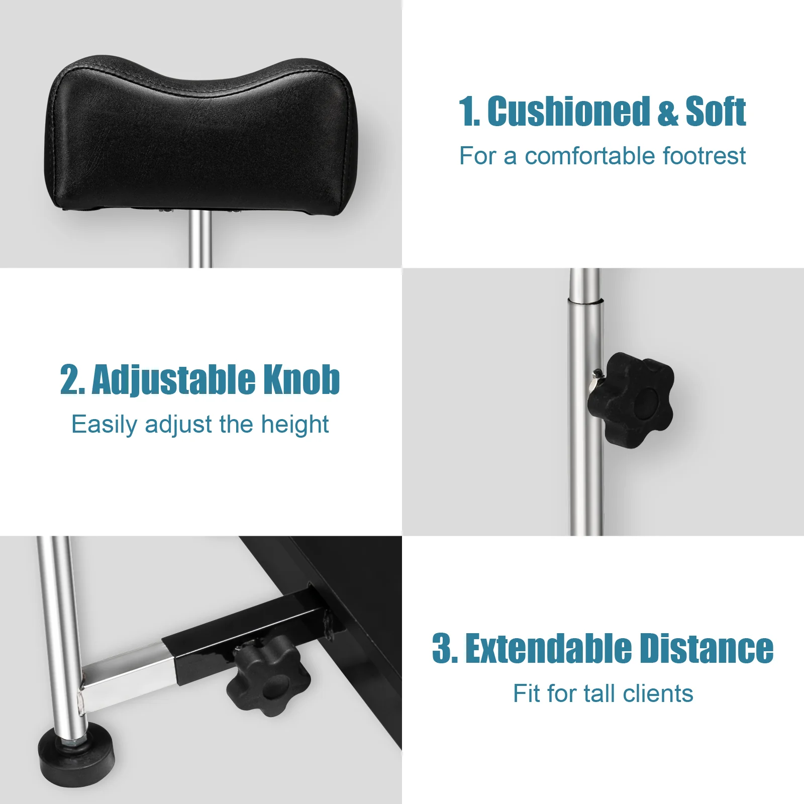 OmySalon PUS-01 Hydraulic Pedicure Chair with Adjustable Foot Rest & Bubble Massage Foot Bath & Rolling Stool - Image 16