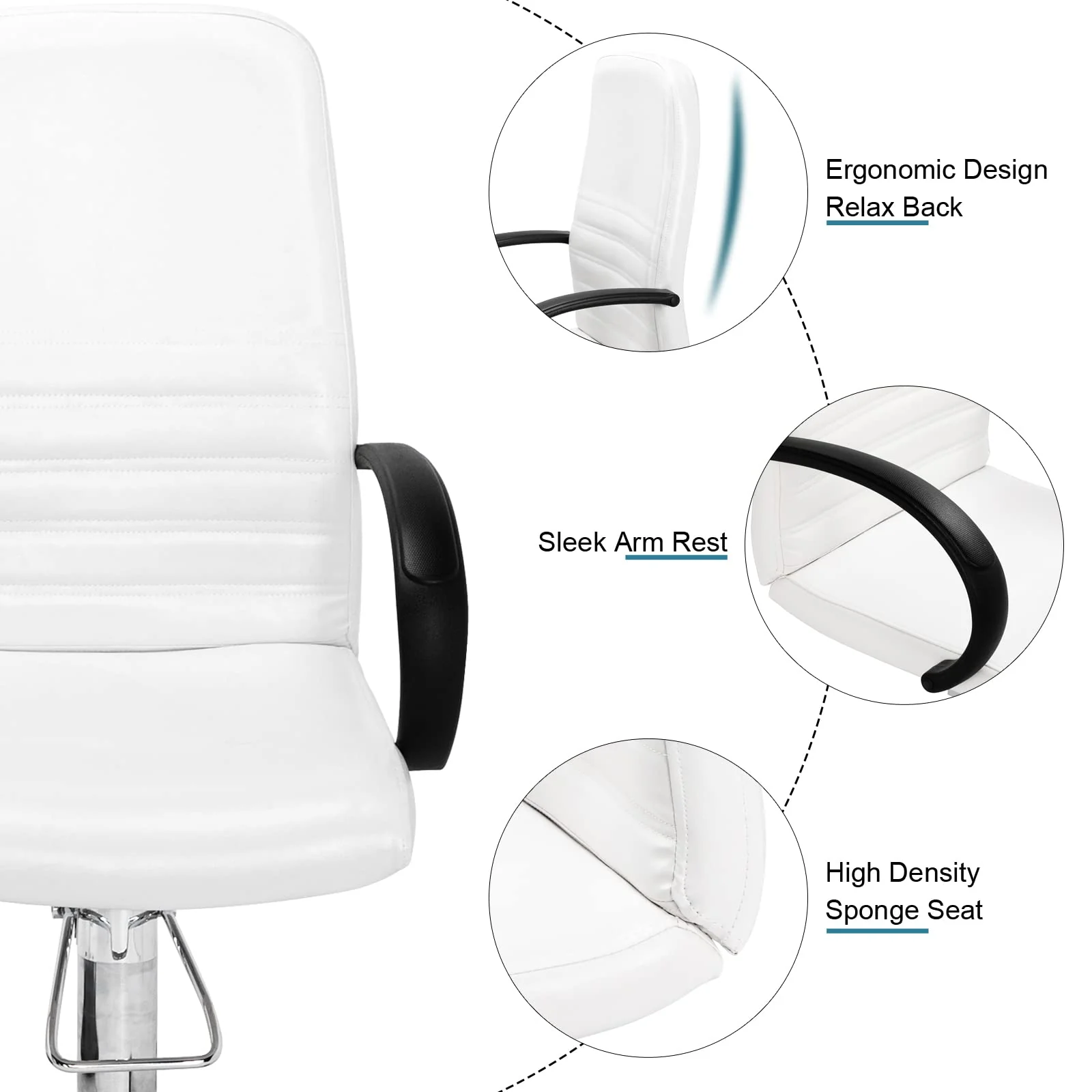 OmySalon PUS-01 Hydraulic Pedicure Chair with Adjustable Foot Rest & Bubble Massage Foot Bath & Rolling Stool - Image 4
