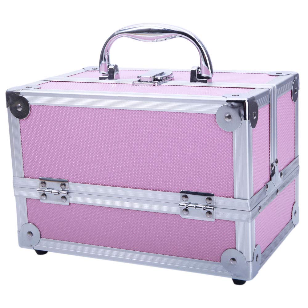 OmySalon SM-2176 Portable Handle Large Storage Lockable Cosmetic Makeup Train Case with Mirror Lock - Image 6