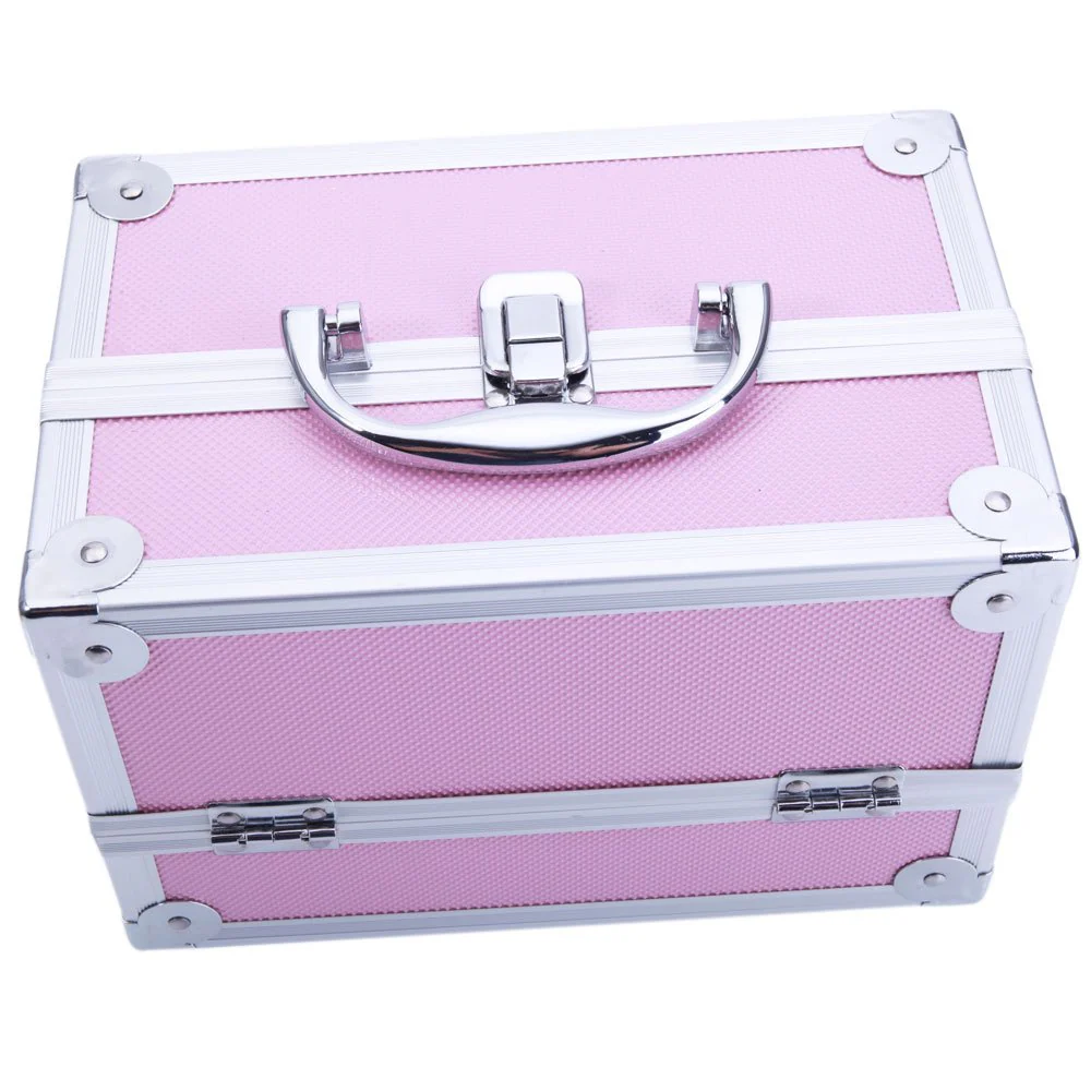 OmySalon SM-2176 Portable Handle Large Storage Lockable Cosmetic Makeup Train Case with Mirror Lock - Image 7