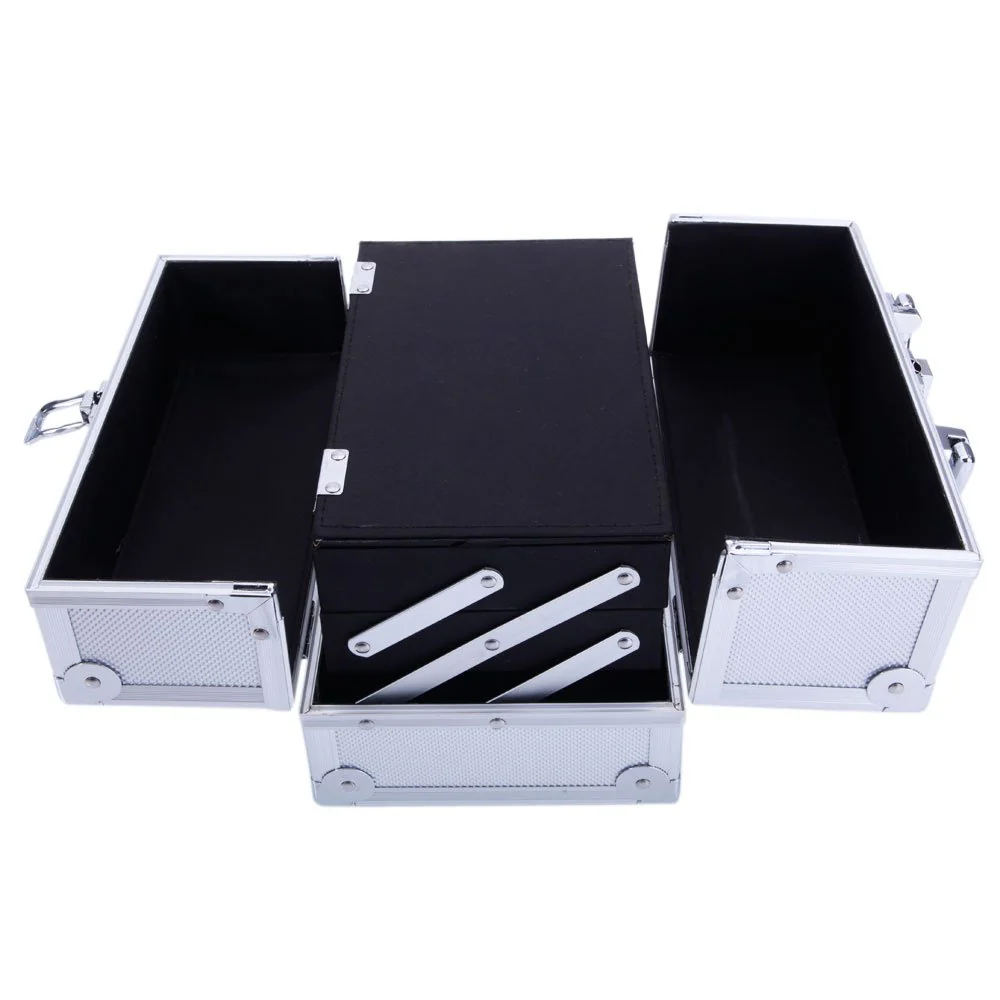 OmySalon SM-2176 Portable Handle Large Storage Lockable Cosmetic Makeup Train Case with Mirror Lock - Image 9