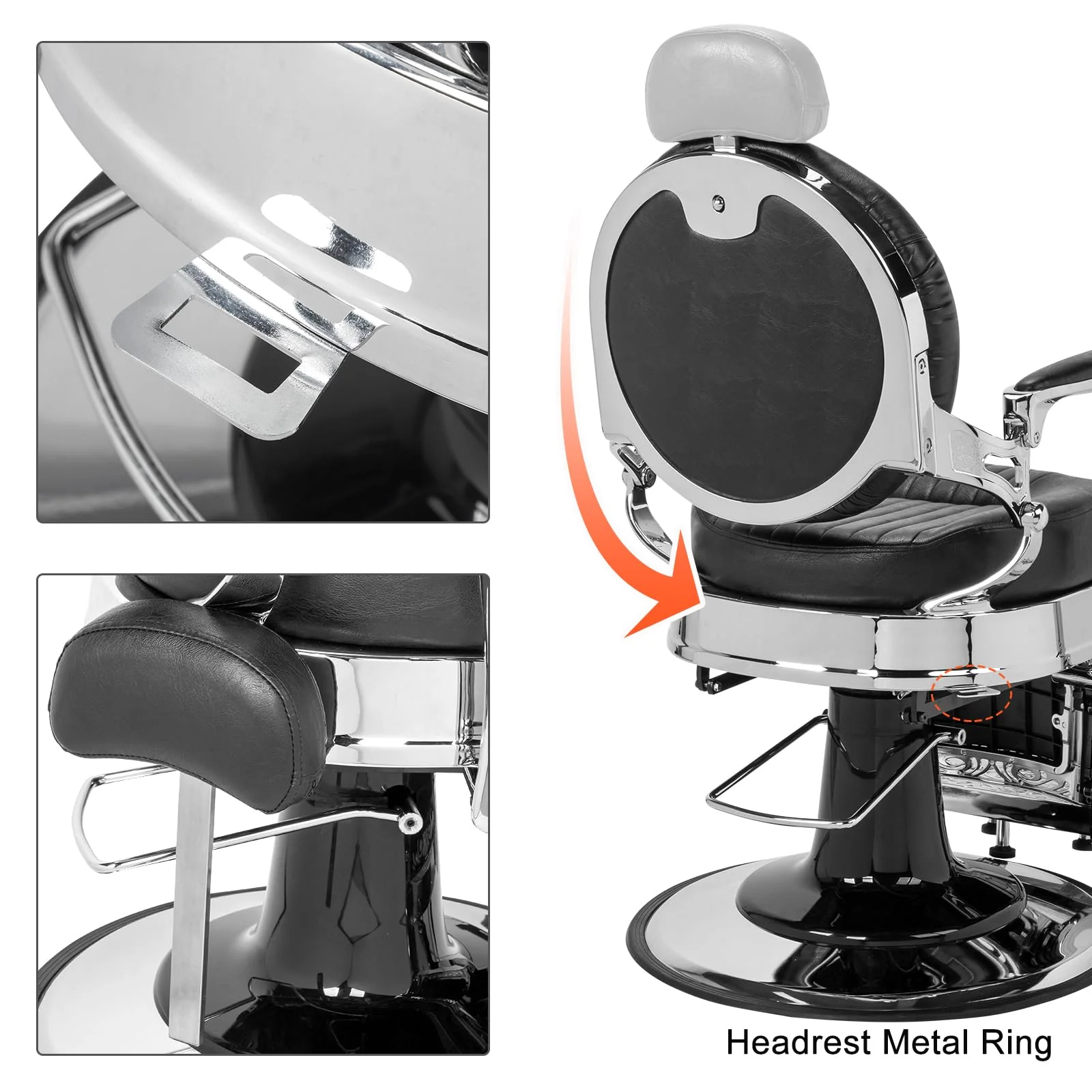 OmySalon PH441 Vintage Style Heavy Duty Hydraulic Recline Barber Chair - Image 7