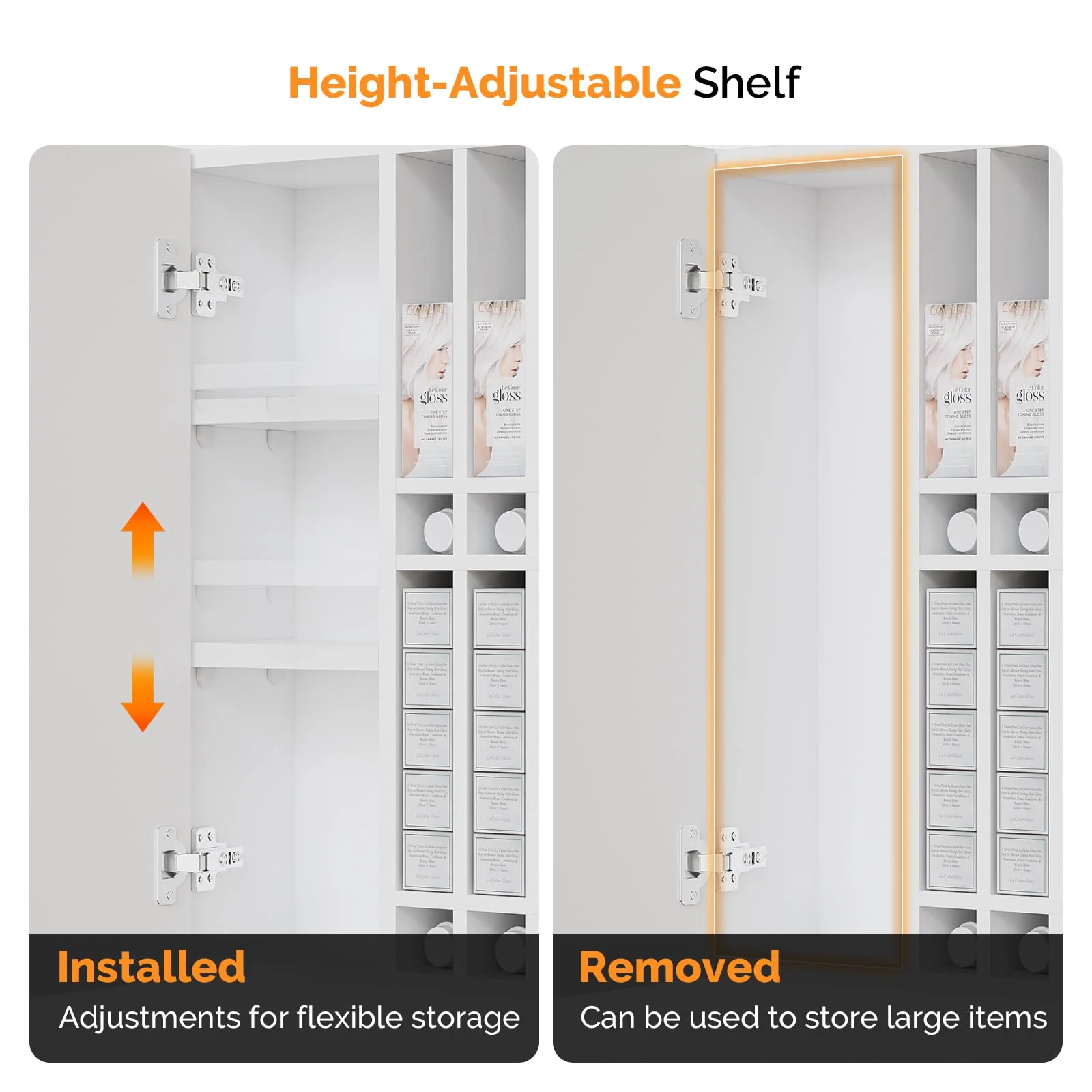 OmySalon HCRW Professional Wall Mounted Hair Color Organizer Rack Cabinet with Adjustable Shelves - Image 13