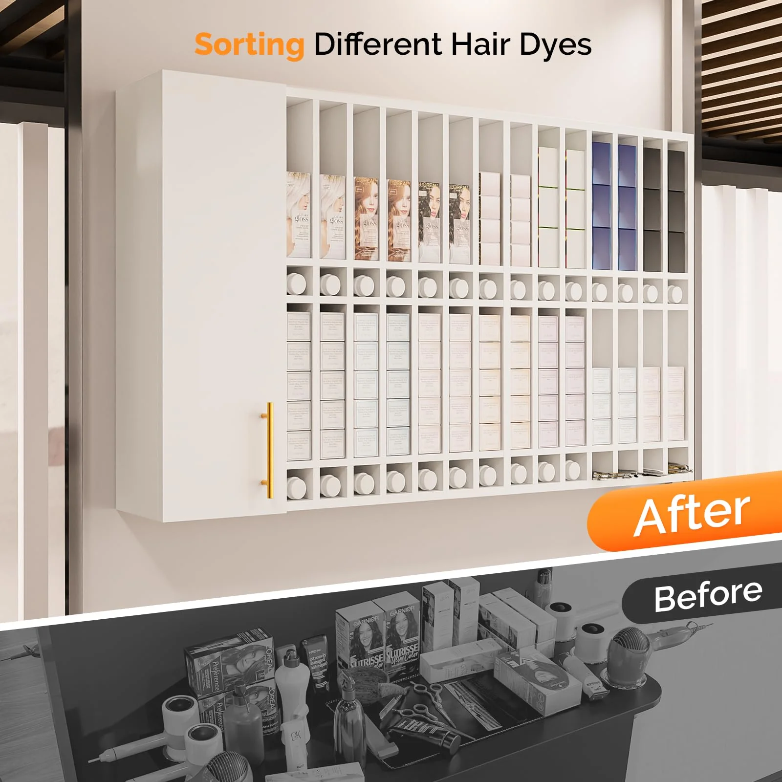 OmySalon HCRW Professional Wall Mounted Hair Color Organizer Rack Cabinet with Adjustable Shelves - Image 15