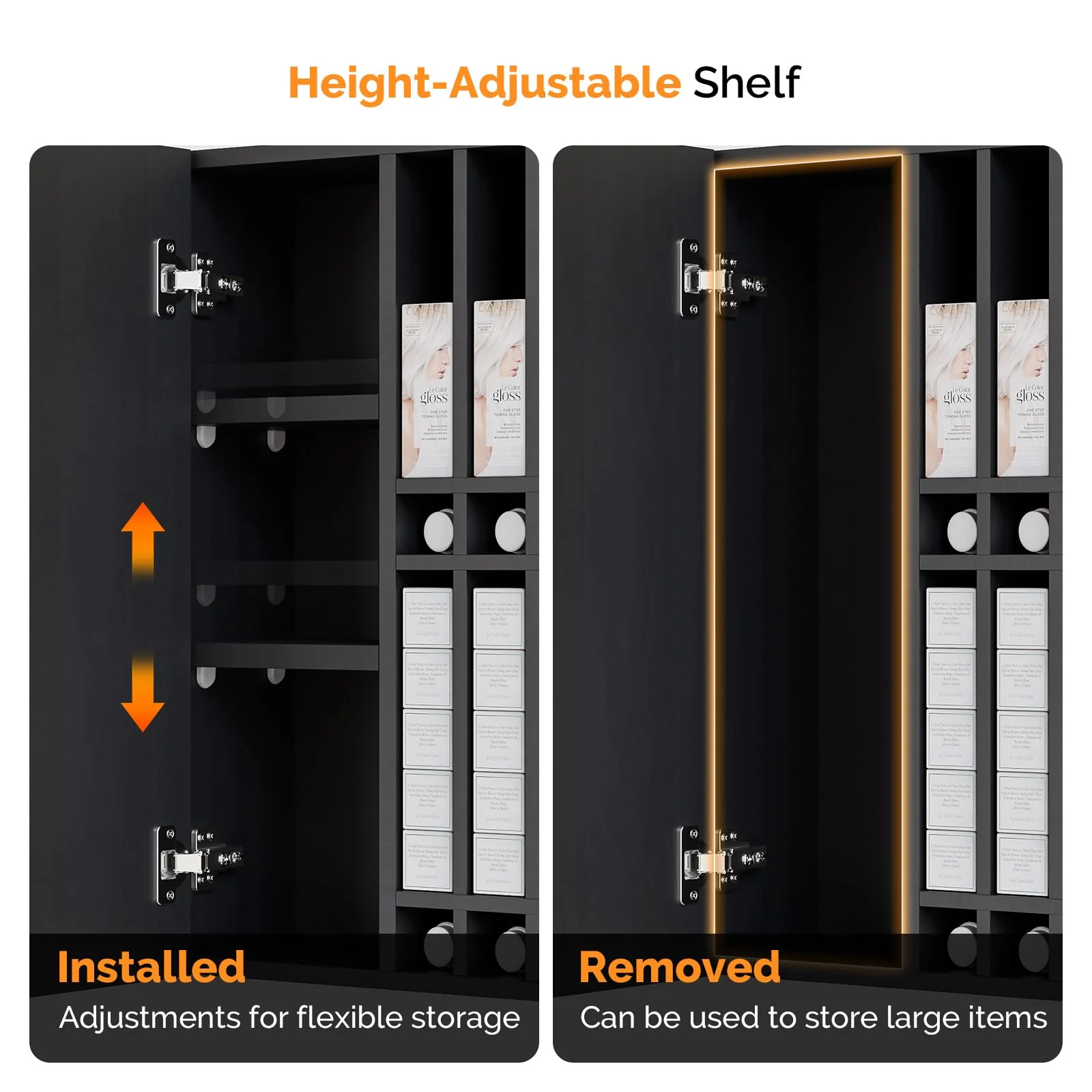 OmySalon HCRW Professional Wall Mounted Hair Color Organizer Rack Cabinet with Adjustable Shelves - Image 5