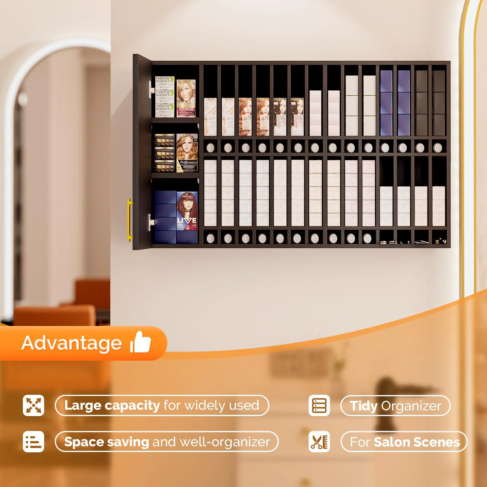 OmySalon HCRW Professional Wall Mounted Hair Color Organizer Rack Cabinet with Adjustable Shelves - Image 6