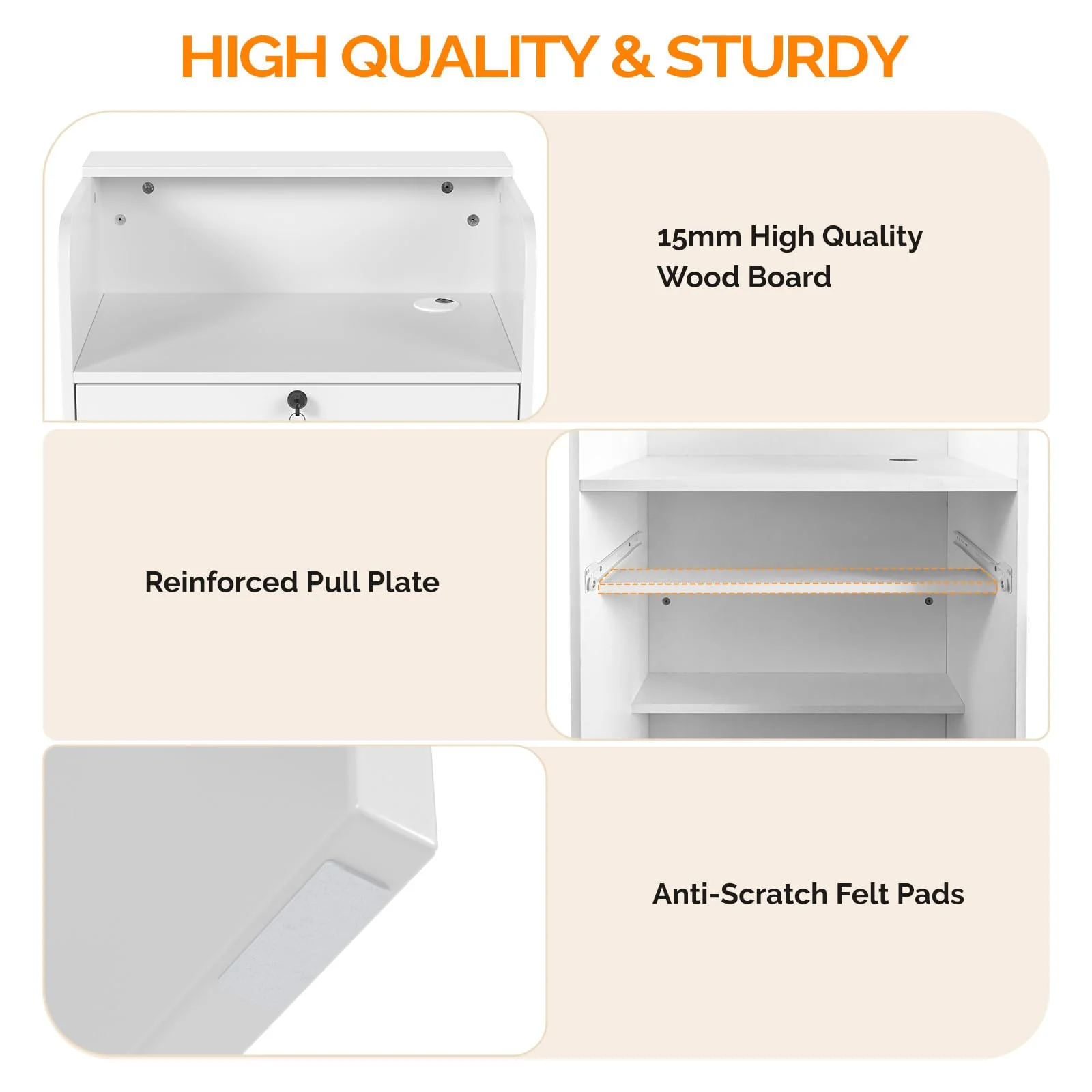 OmySalon RD Modern Wooden Reception Desk with Lockable Drawer and Legroom Rack - Image 12