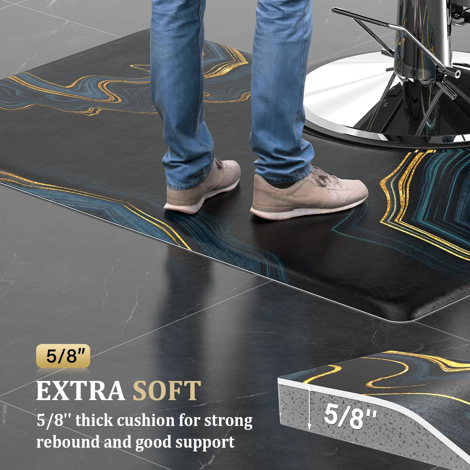 OmySalon Rectangle Salon Anti Fatigue Mat for Round Base Hair Stylist - Image 14