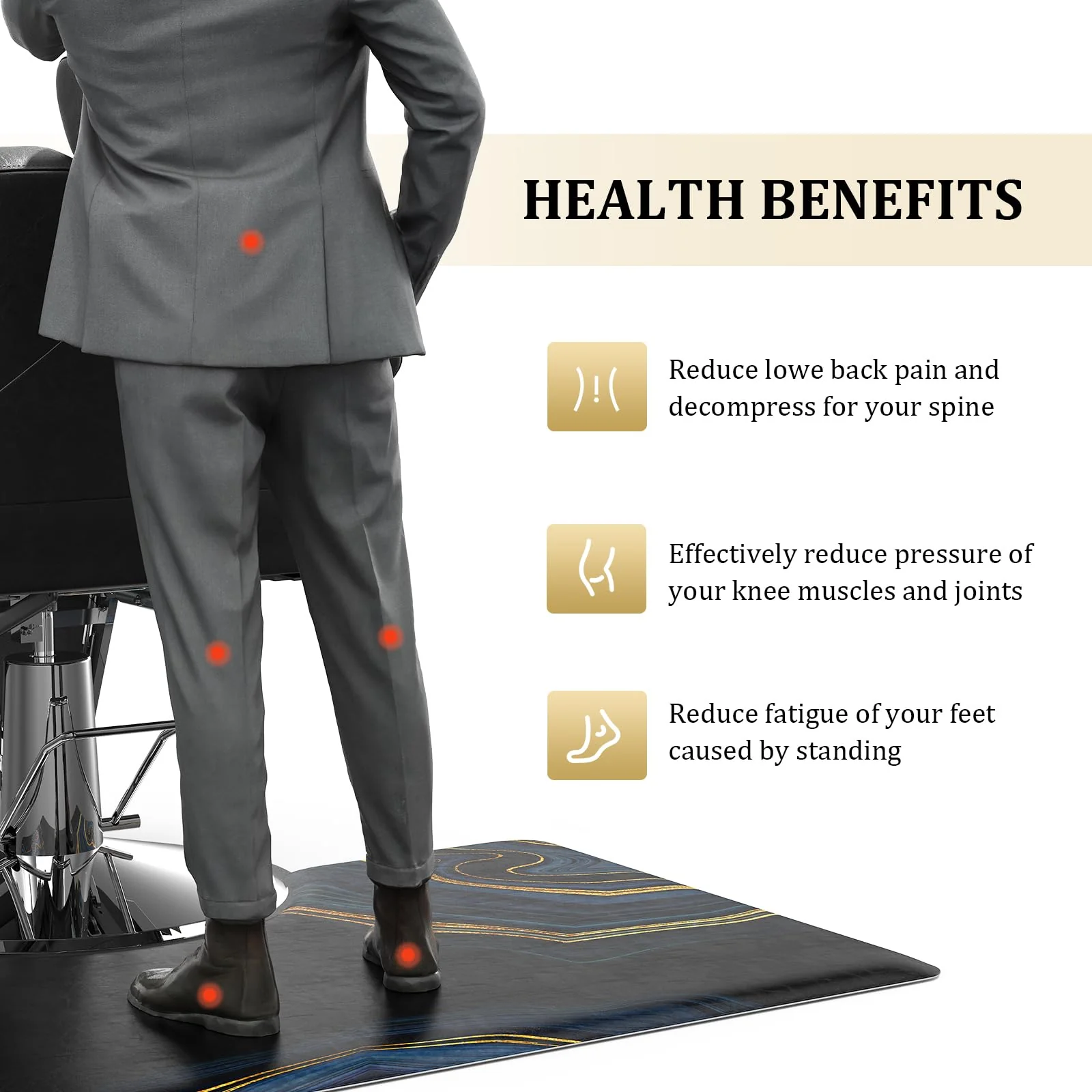 OmySalon Rectangle Salon Anti Fatigue Mat for Round Base Hair Stylist - Image 6