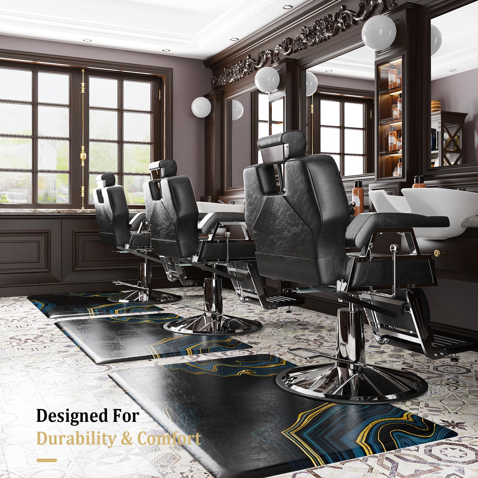 OmySalon Rectangle Salon Anti Fatigue Mat for Round Base Hair Stylist - Image 9