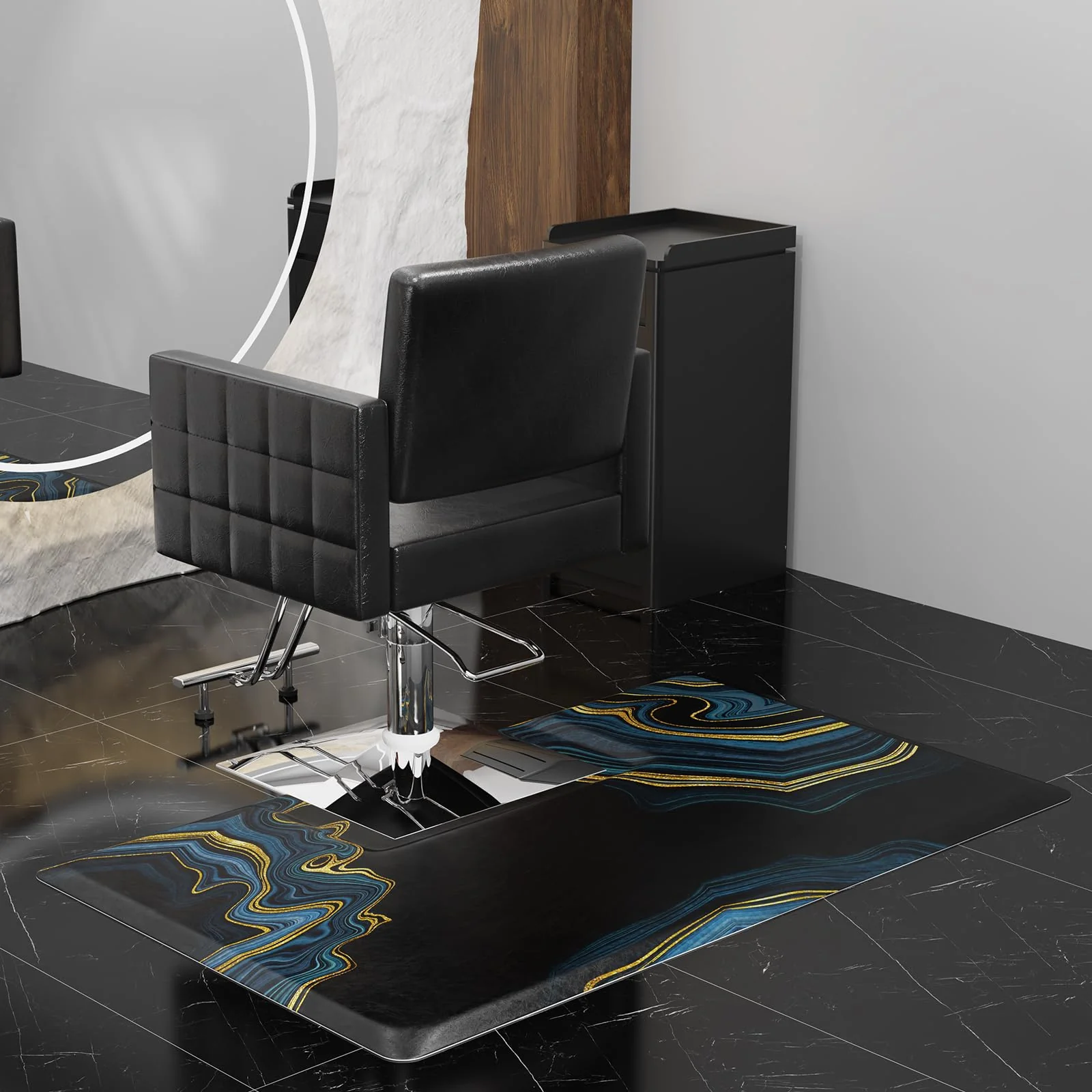 OmySalon 3'x5' Rectangle Salon Anti Fatigue Mat with Square Cutout 3/4" Thick - Image 2