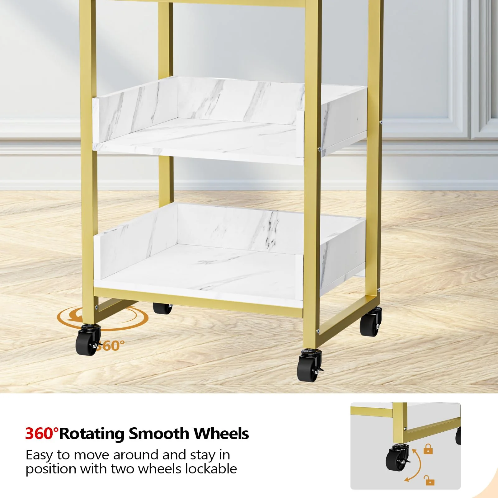 OmySalon Rolling Utility Esthetician Trolley Cart with Wheels - Image 15
