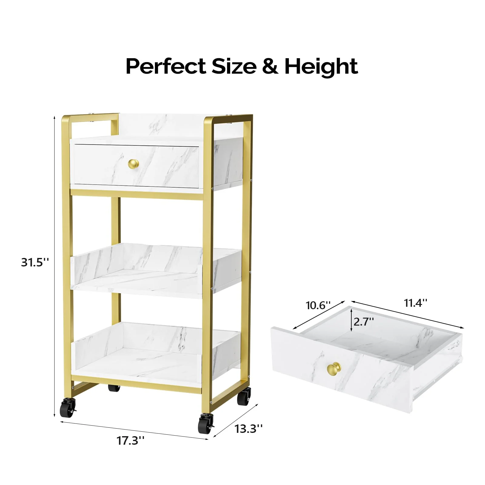 OmySalon Rolling Utility Esthetician Trolley Cart with Wheels - Image 17