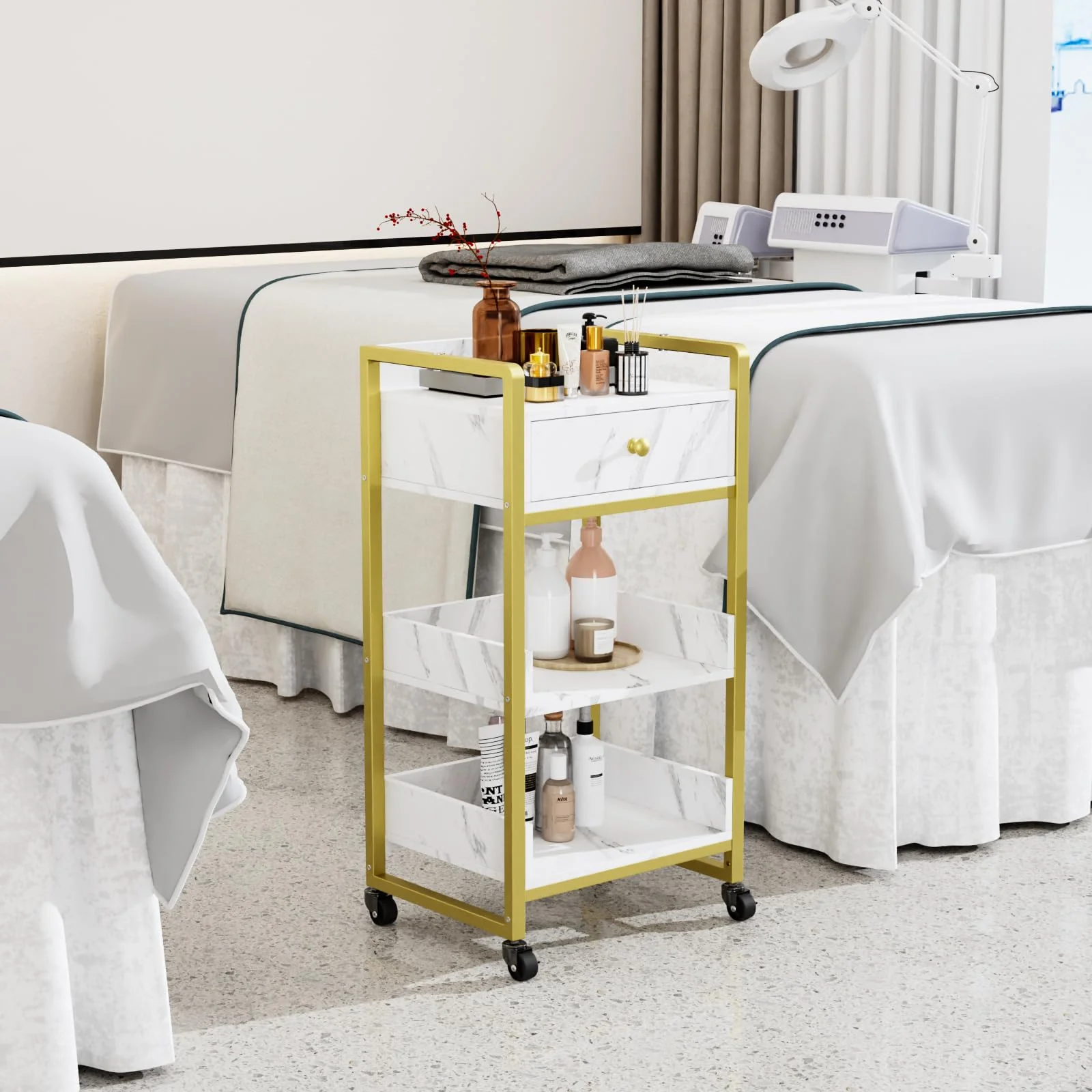 OmySalon Rolling Utility Esthetician Trolley Cart with Wheels - Image 18