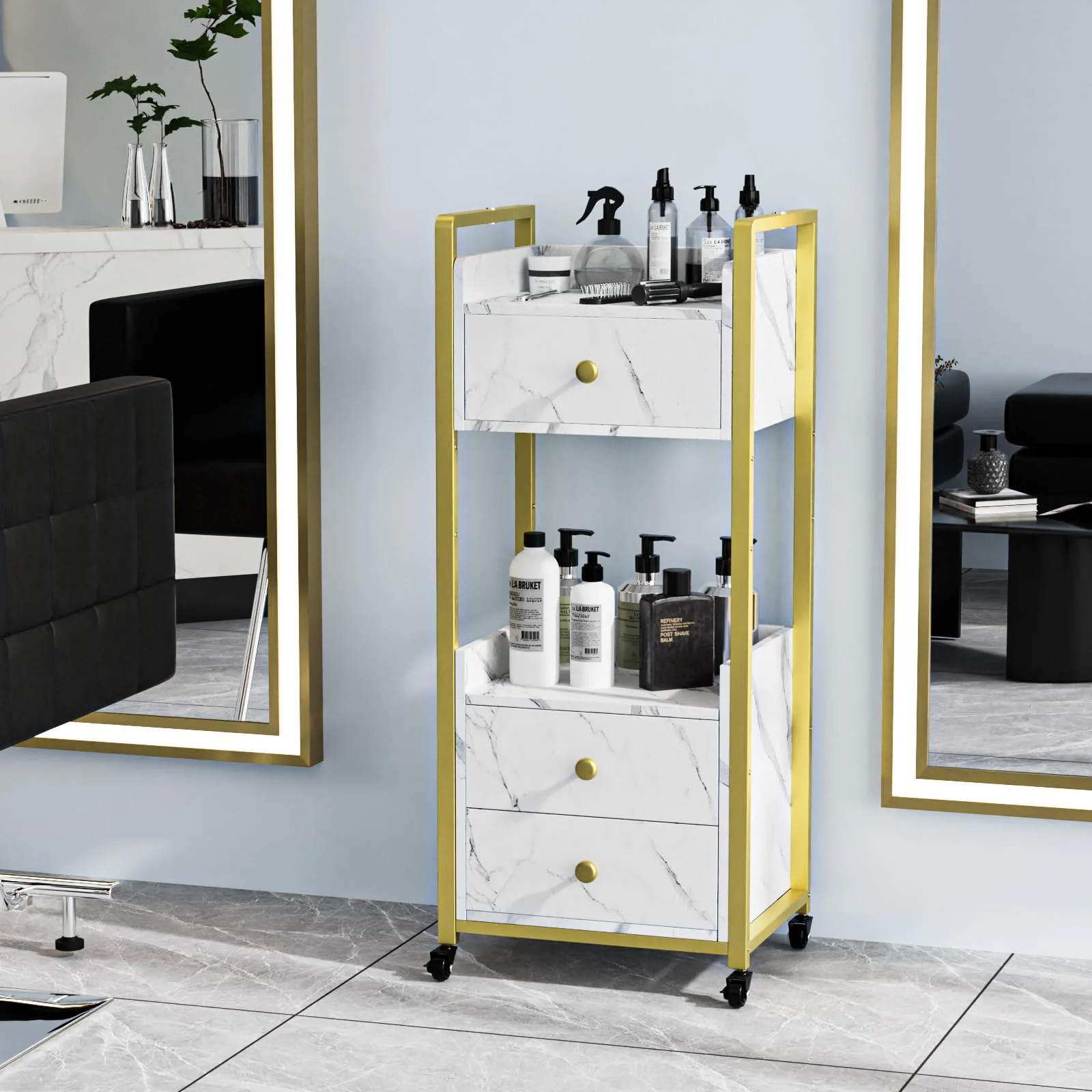 OmySalon Rolling Utility Esthetician Trolley Cart with Wheels - Image 20