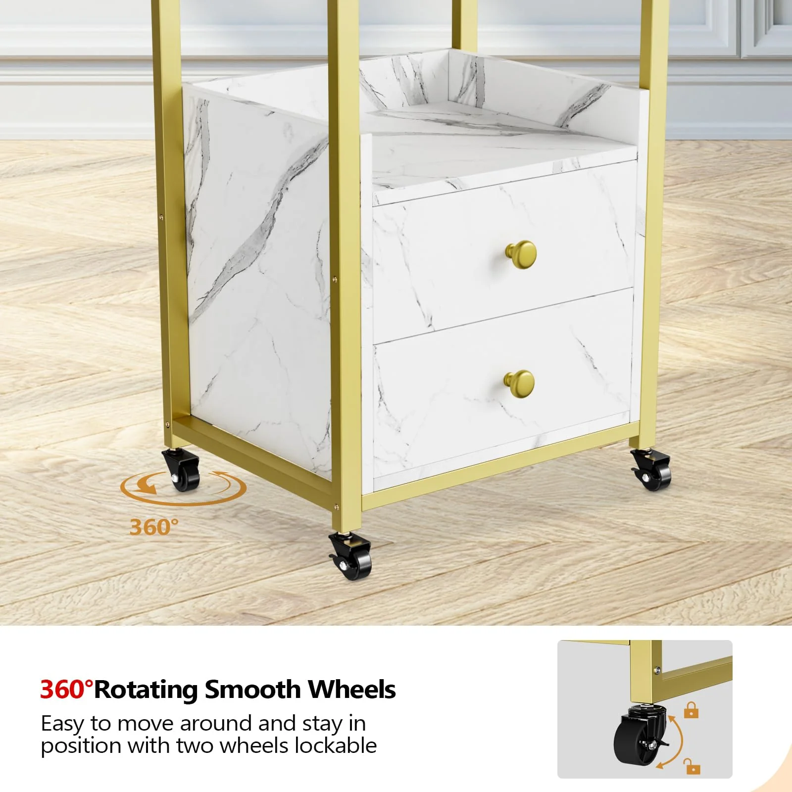 OmySalon Rolling Utility Esthetician Trolley Cart with Wheels - Image 24