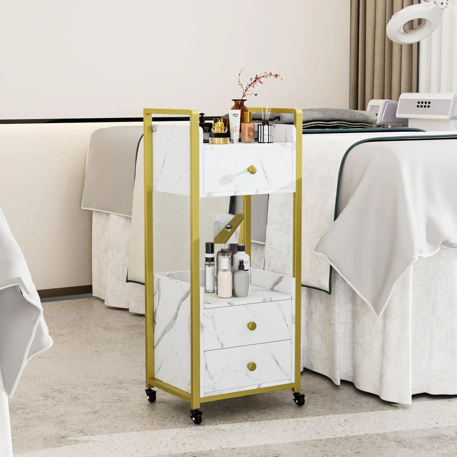 OmySalon Rolling Utility Esthetician Trolley Cart with Wheels - Image 27
