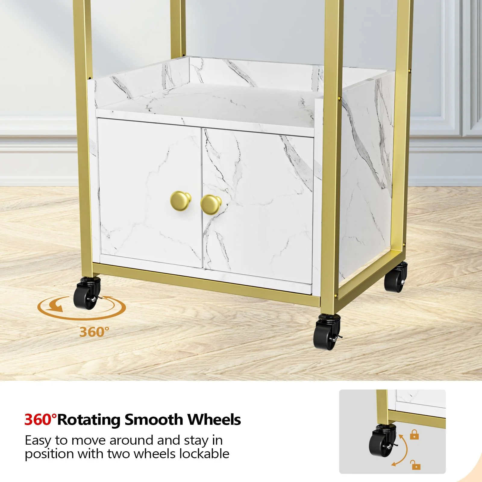 OmySalon Rolling Utility Esthetician Trolley Cart with Wheels - Image 6