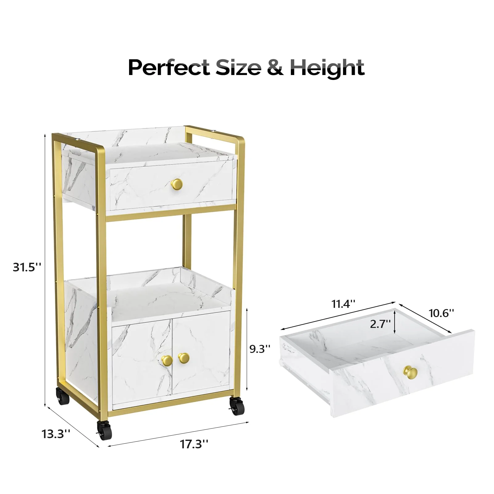 OmySalon Rolling Utility Esthetician Trolley Cart with Wheels - Image 8