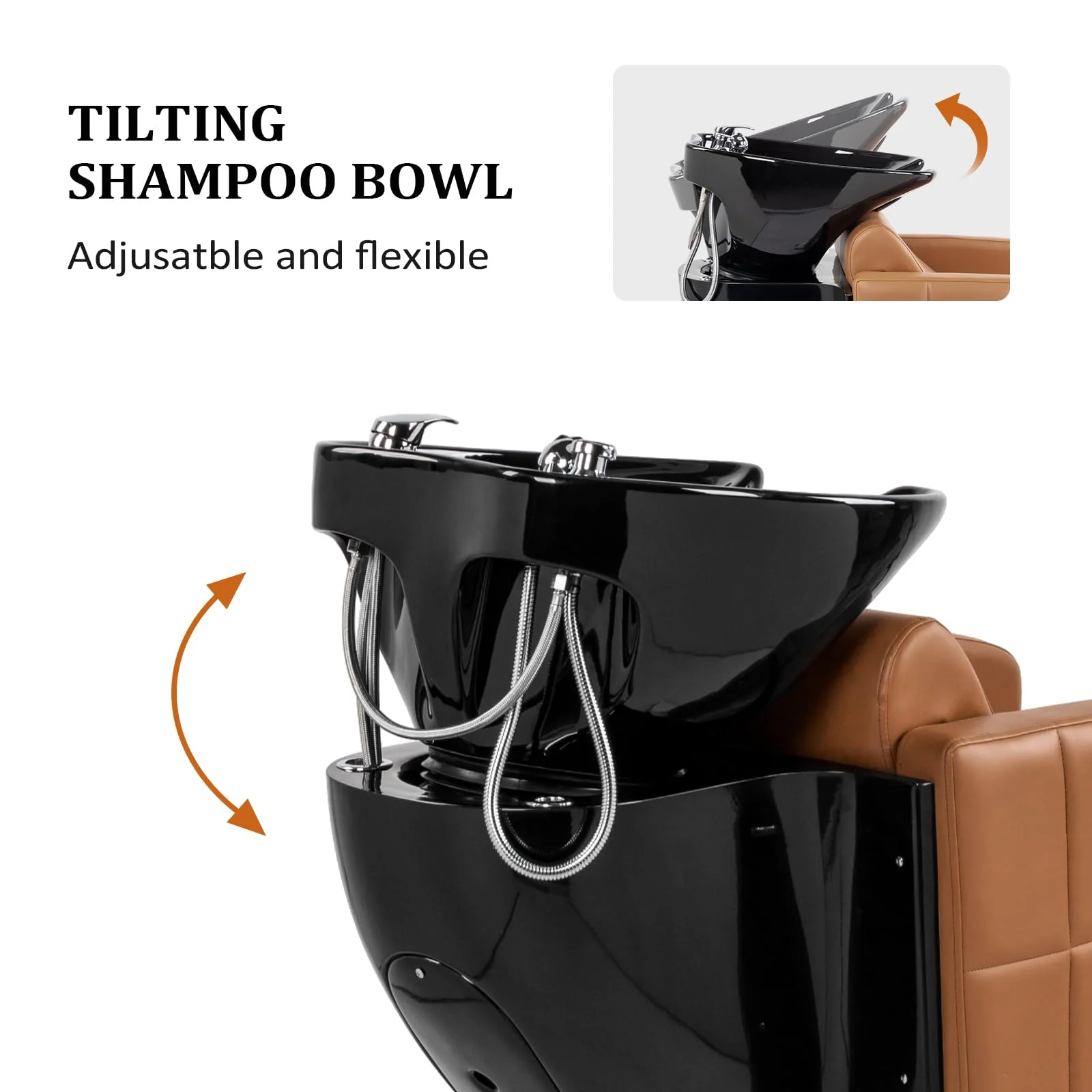 OmySalon BU1401 Salon Shampoo Bowl and Chair Backwash Unit with Extra Wide Seat & Porcelain Hair Washing Sink - Image 13