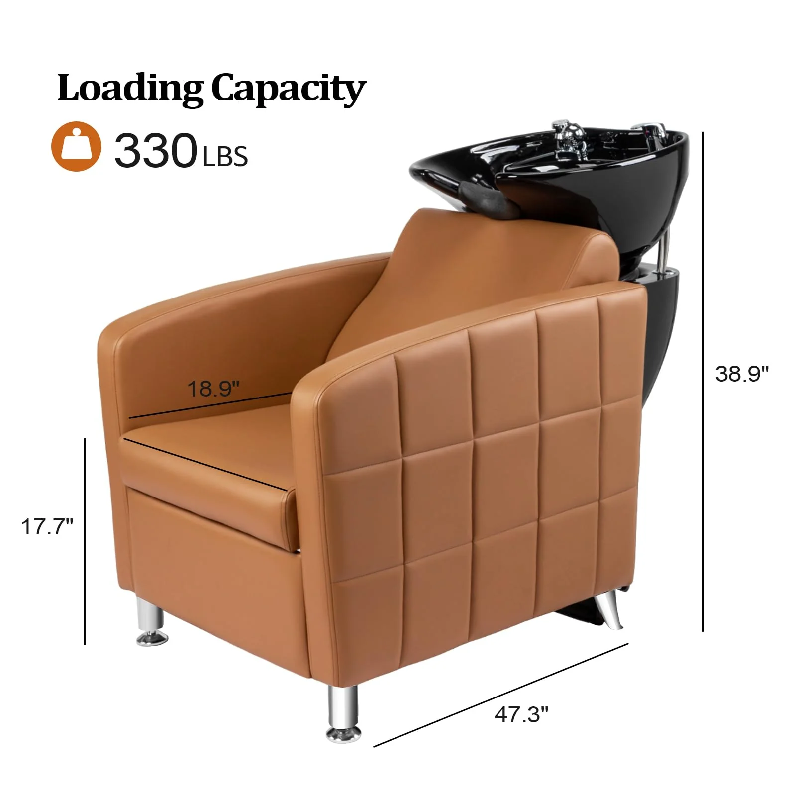 OmySalon BU1401 Salon Shampoo Bowl and Chair Backwash Unit with Extra Wide Seat & Porcelain Hair Washing Sink - Image 15
