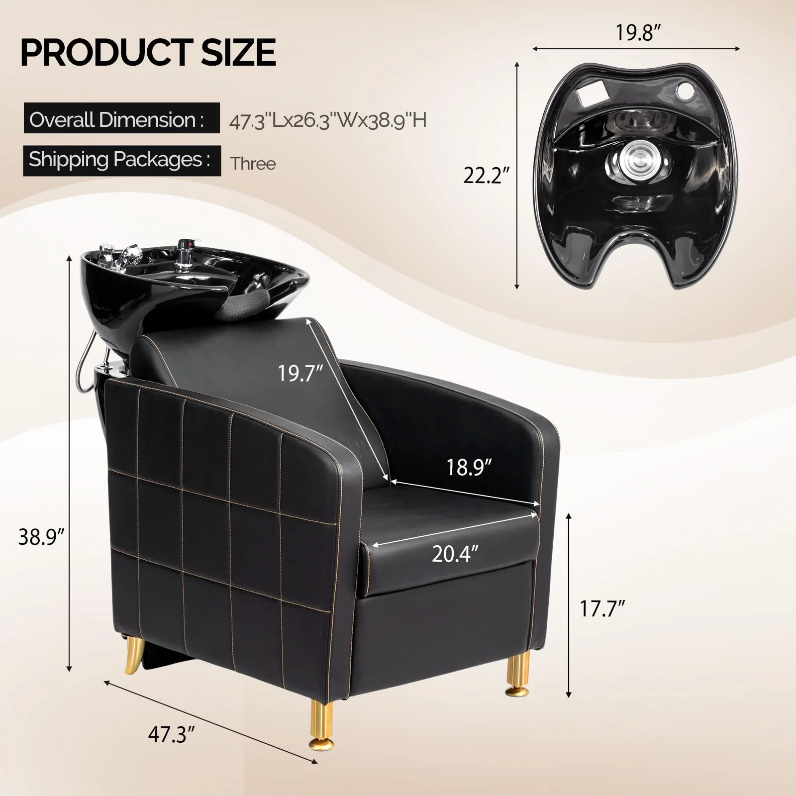 OmySalon BU1401 Salon Shampoo Bowl and Chair Backwash Unit with Extra Wide Seat & Porcelain Hair Washing Sink - Image 18