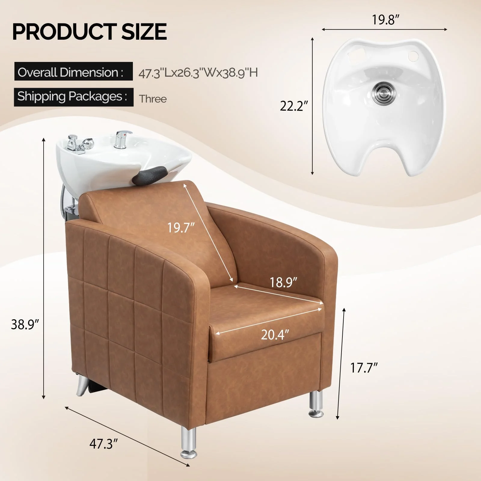 OmySalon BU1401 Salon Shampoo Bowl and Chair Backwash Unit with Extra Wide Seat & Porcelain Hair Washing Sink - Image 34
