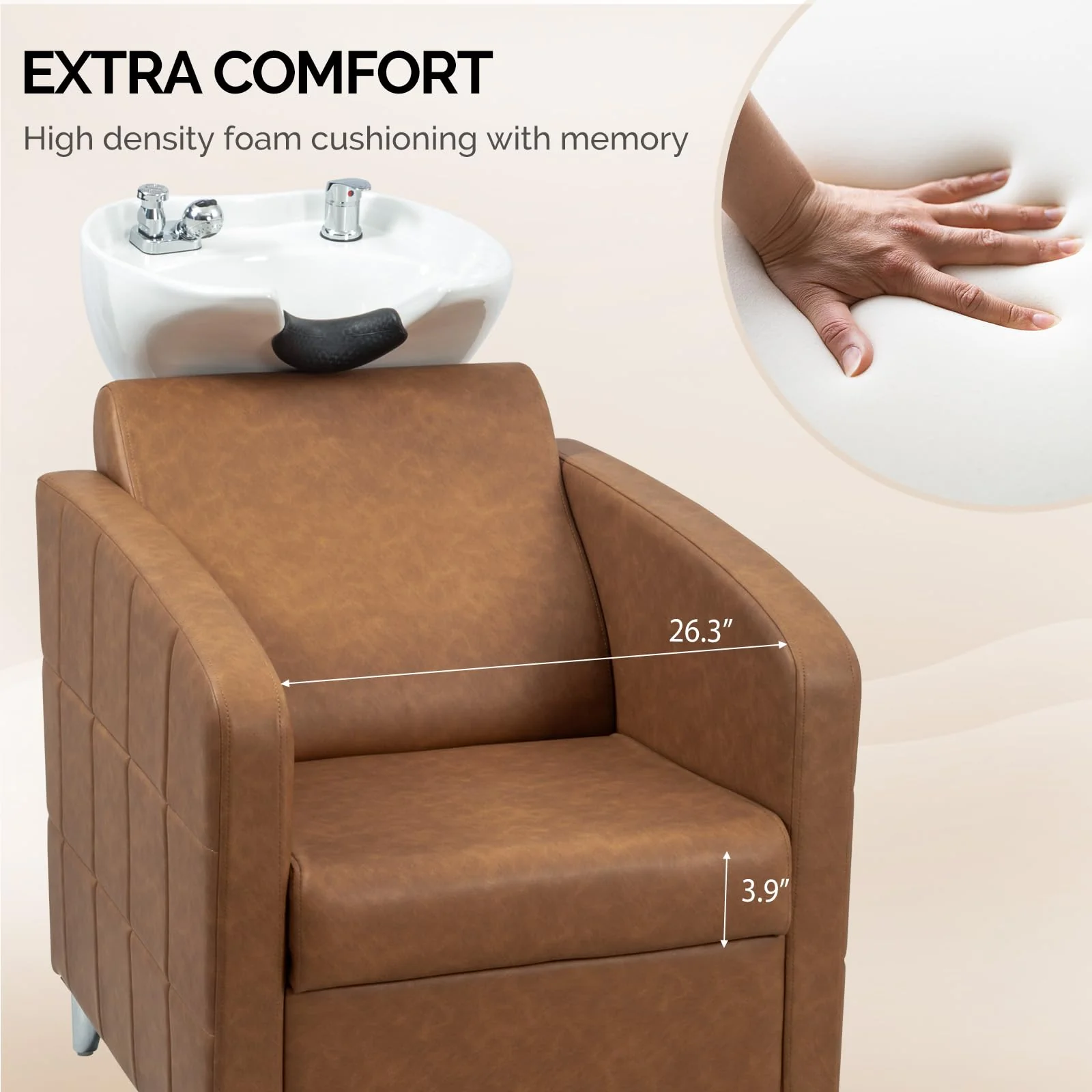OmySalon BU1401 Salon Shampoo Bowl and Chair Backwash Unit with Extra Wide Seat & Porcelain Hair Washing Sink - Image 39