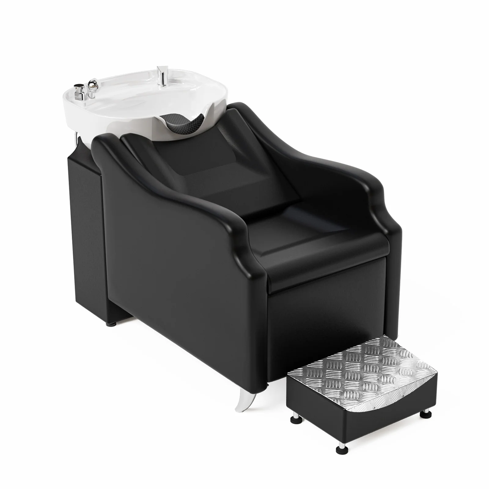 OmySalon BU1301 Salon Shampoo Bowl and Chair Backwash Unit with Extra Large Ceramic Bowl & Freestanding Ottoman - Image 18