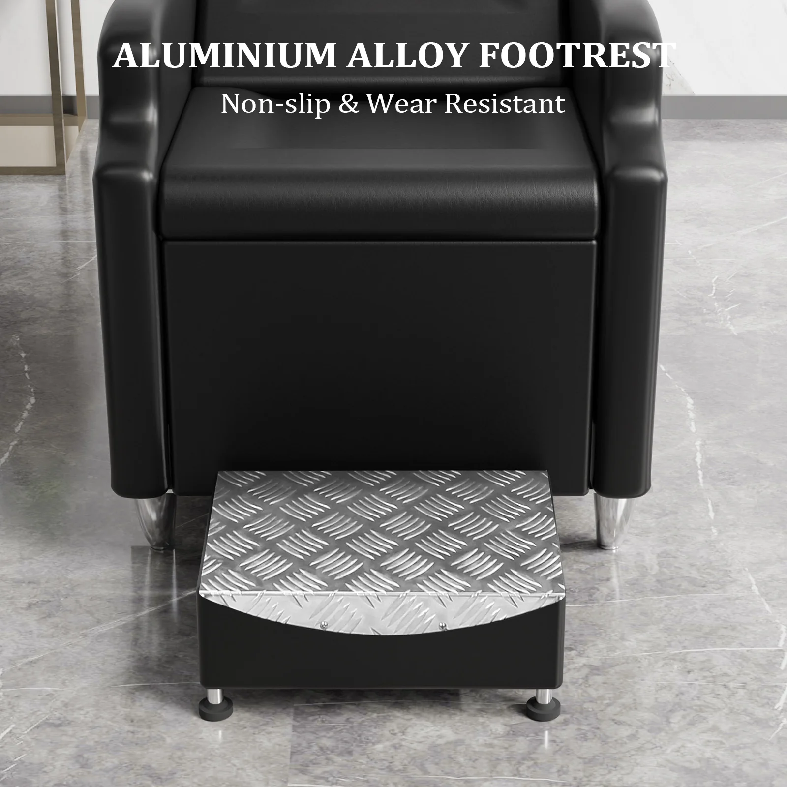 OmySalon BU1301 Salon Shampoo Bowl and Chair Backwash Unit with Extra Large Ceramic Bowl & Freestanding Ottoman - Image 22